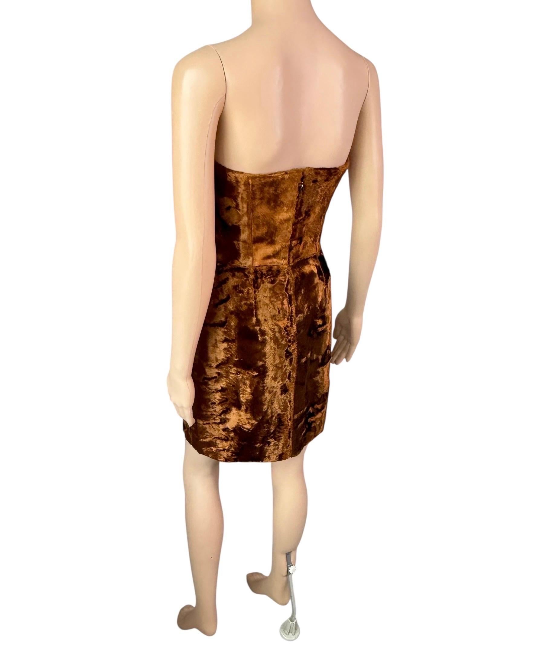 Alexander McQueen Bustier Chenille Velvet Strapless Mini Dress For Sale 8
