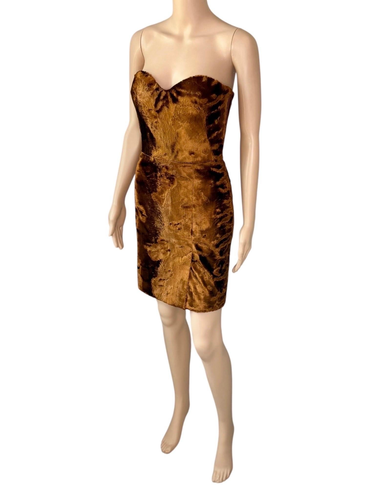 Alexander McQueen Bustier Chenille Velvet Strapless Mini Dress For Sale 9