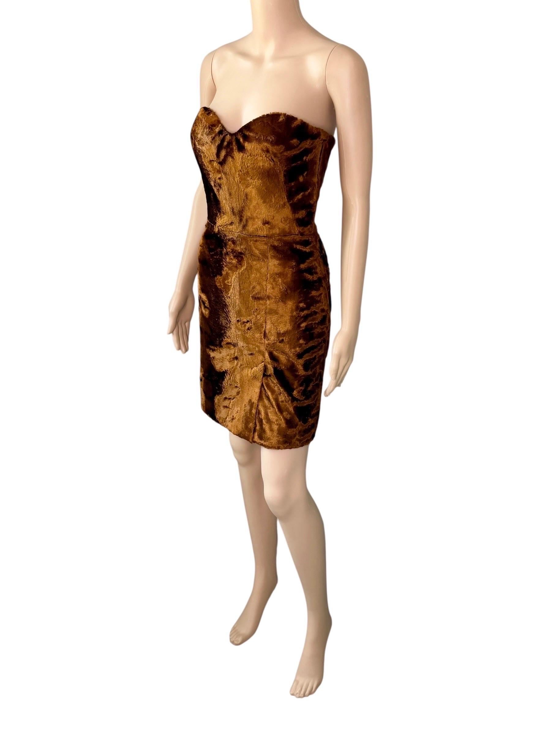 Alexander McQueen Bustier Chenille Velvet Strapless Mini Dress For Sale 11