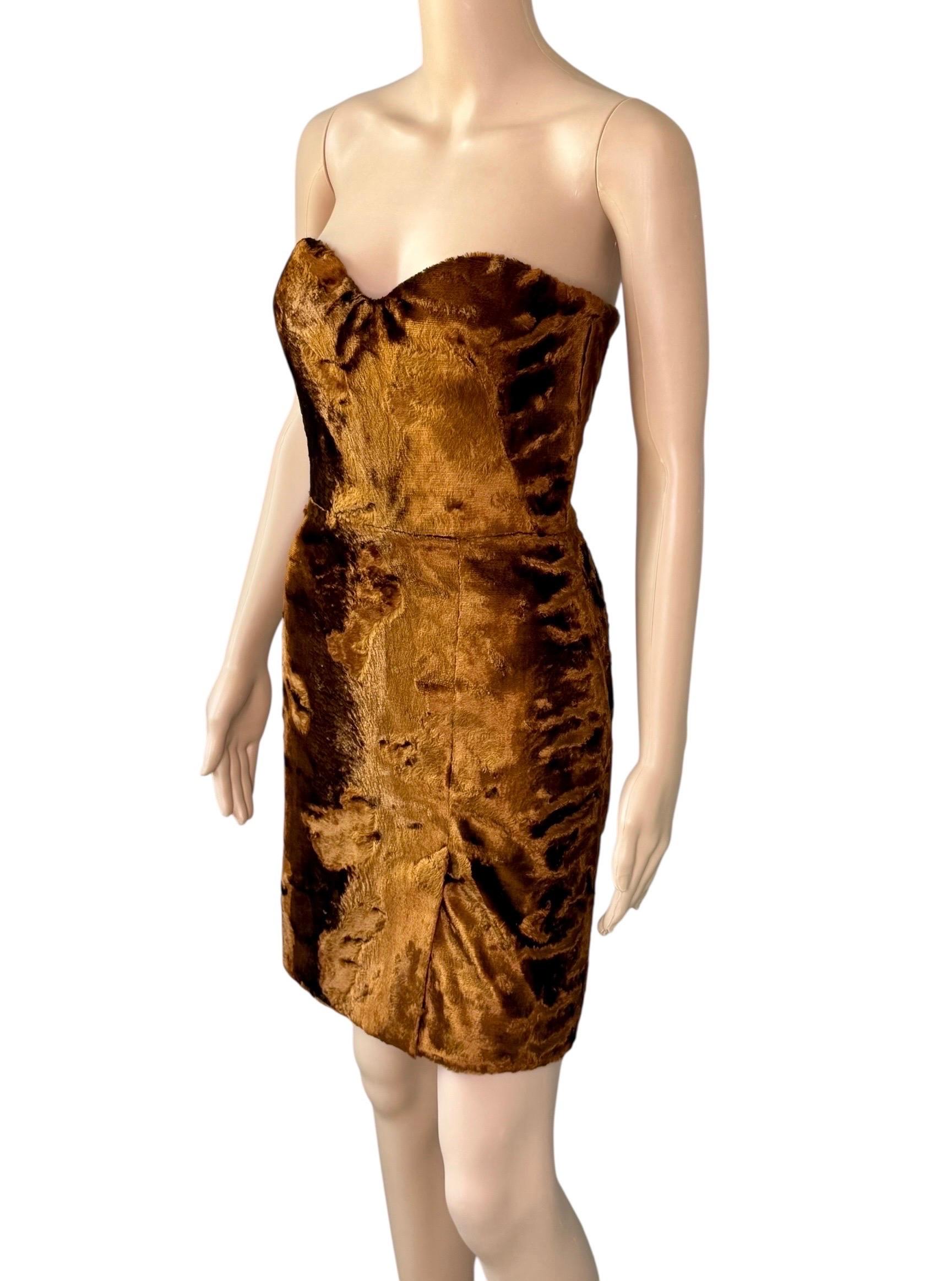 Alexander McQueen Bustier Chenille Velvet Strapless Mini Dress For Sale 1