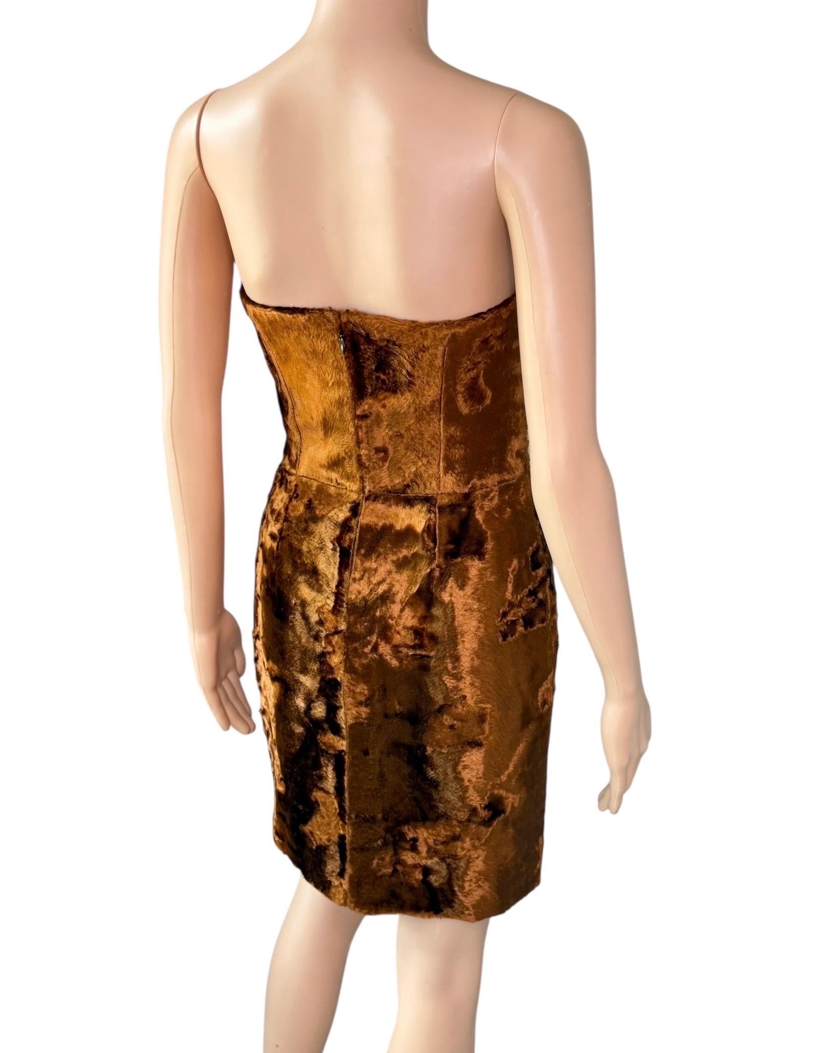 Alexander McQueen Bustier Chenille Velvet Strapless Mini Dress For Sale 2