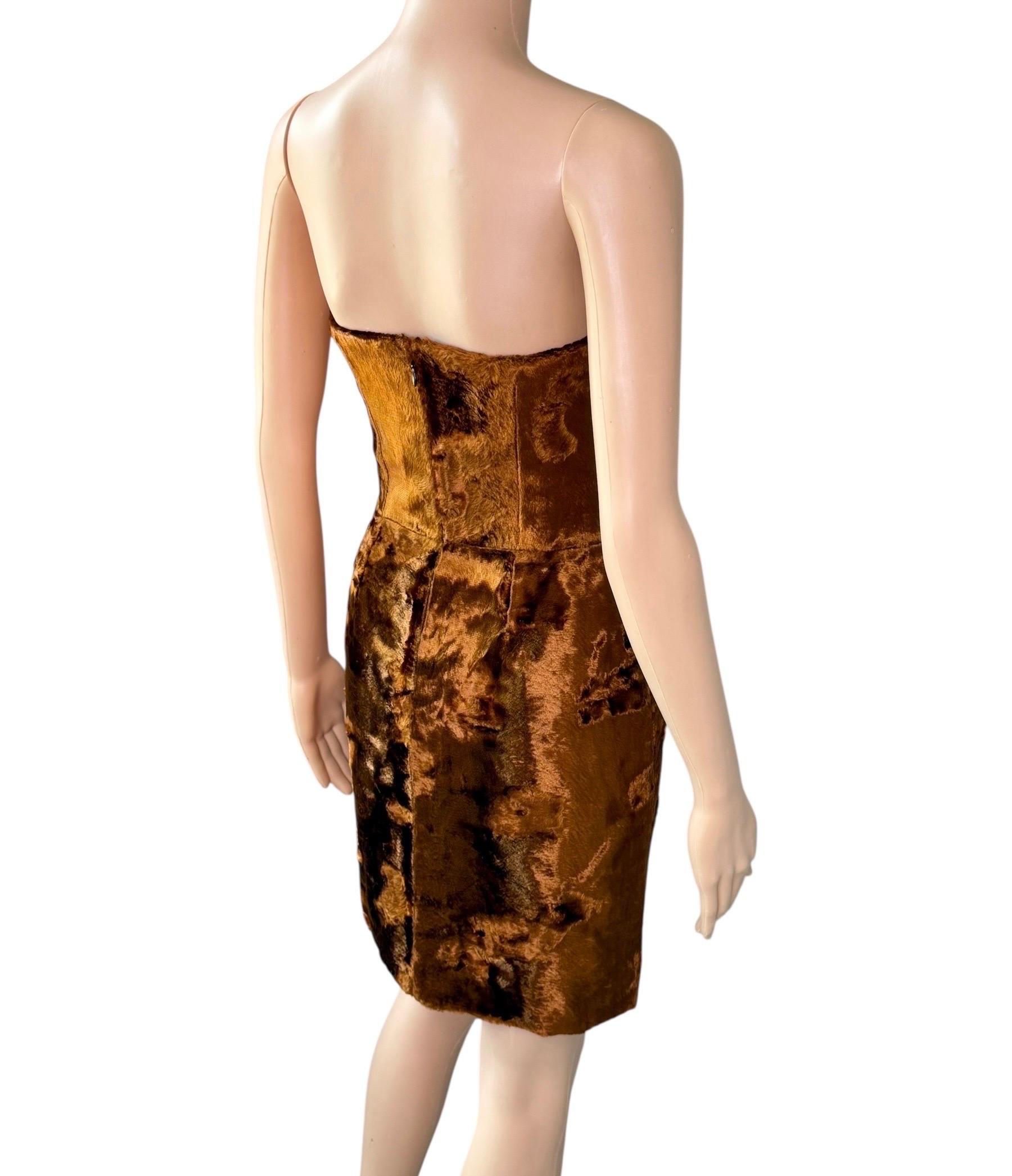 Alexander McQueen Bustier Chenille Velvet Strapless Mini Dress For Sale 4