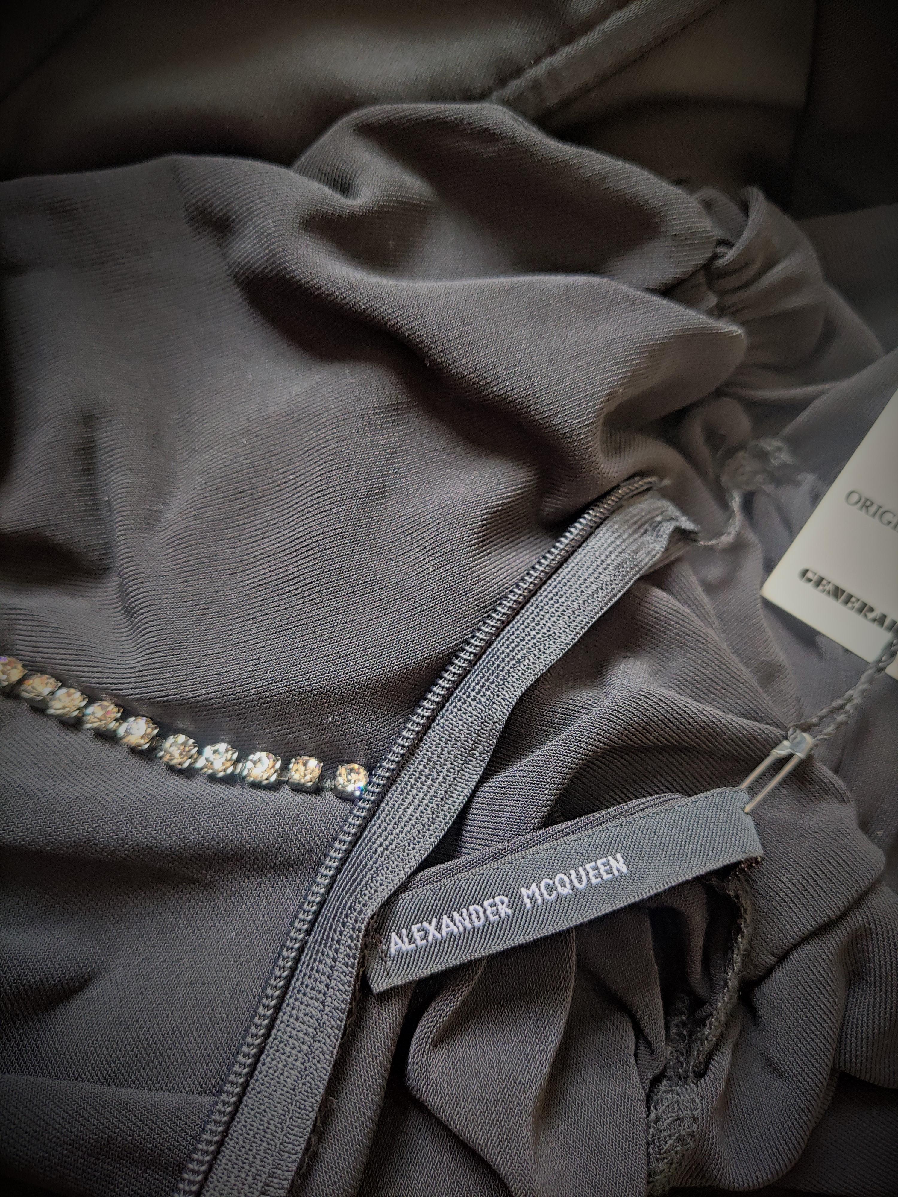 Alexander McQueen Bustier Corset Swarowski Crystal Transparent New Medium Dress For Sale 14