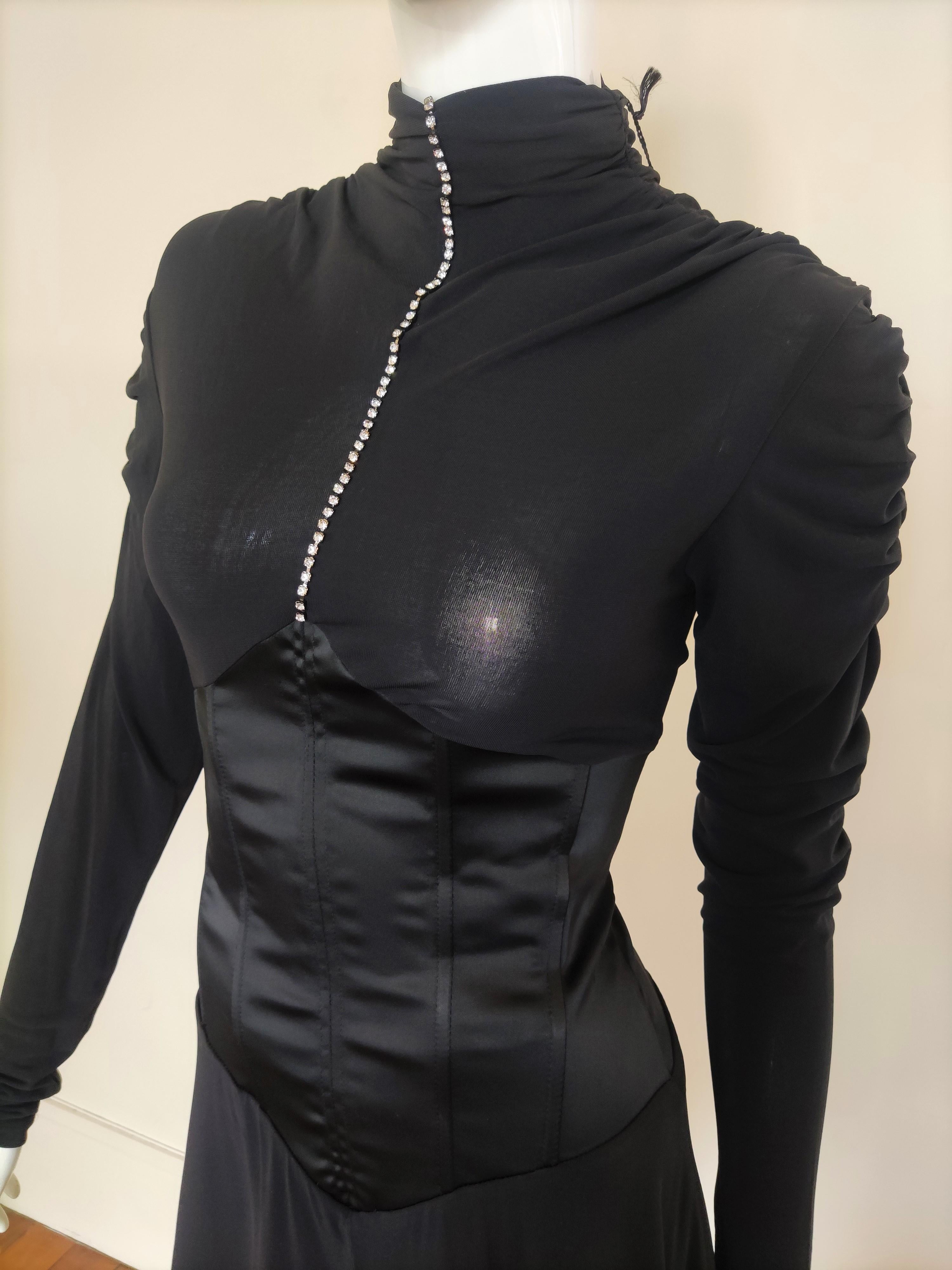 Black Alexander McQueen Bustier Corset Swarowski Crystal Transparent New Medium Dress For Sale