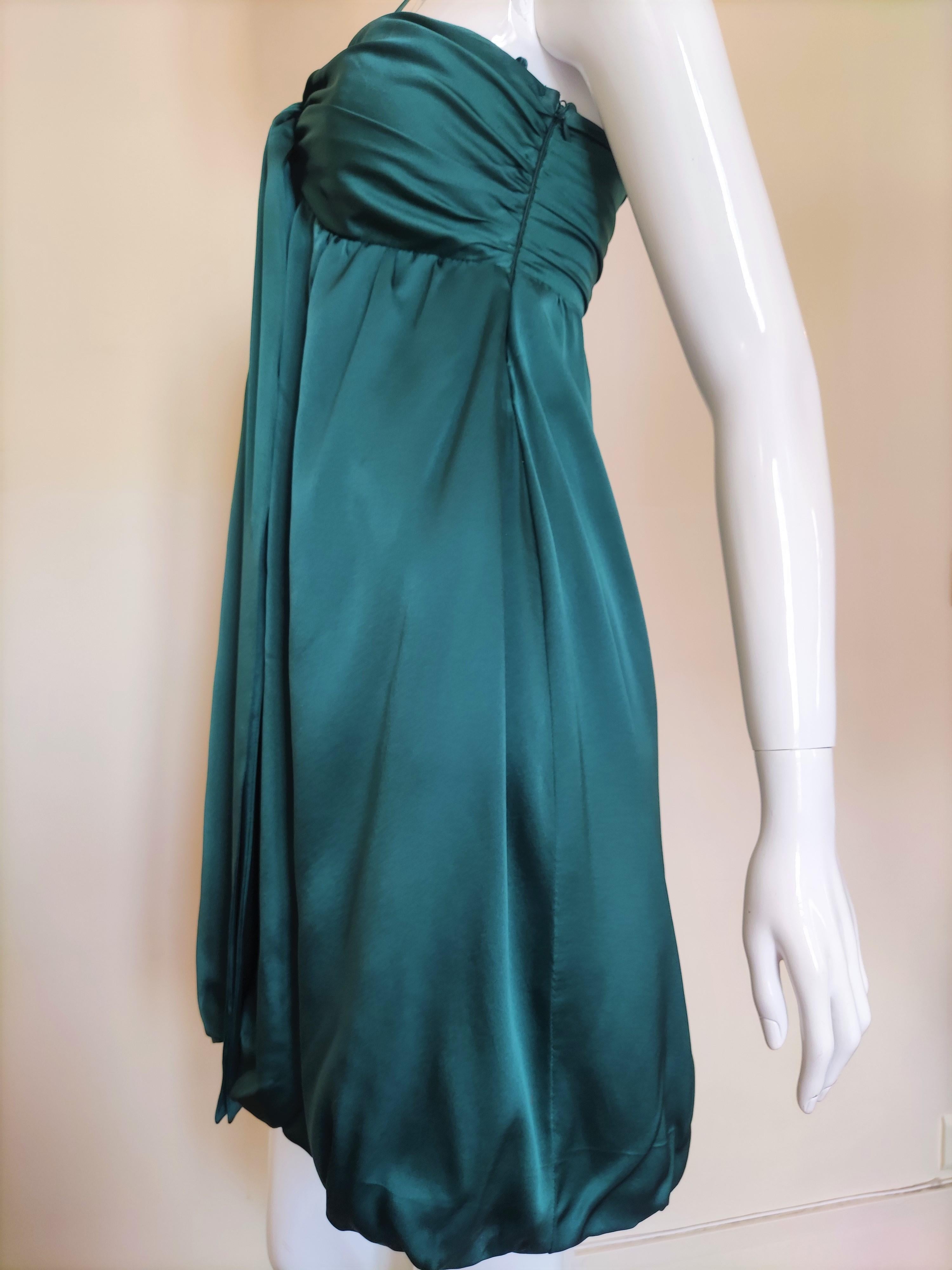 Alexander McQueen - Robe midi de soirée à corset en soie vert Poision en vente 5