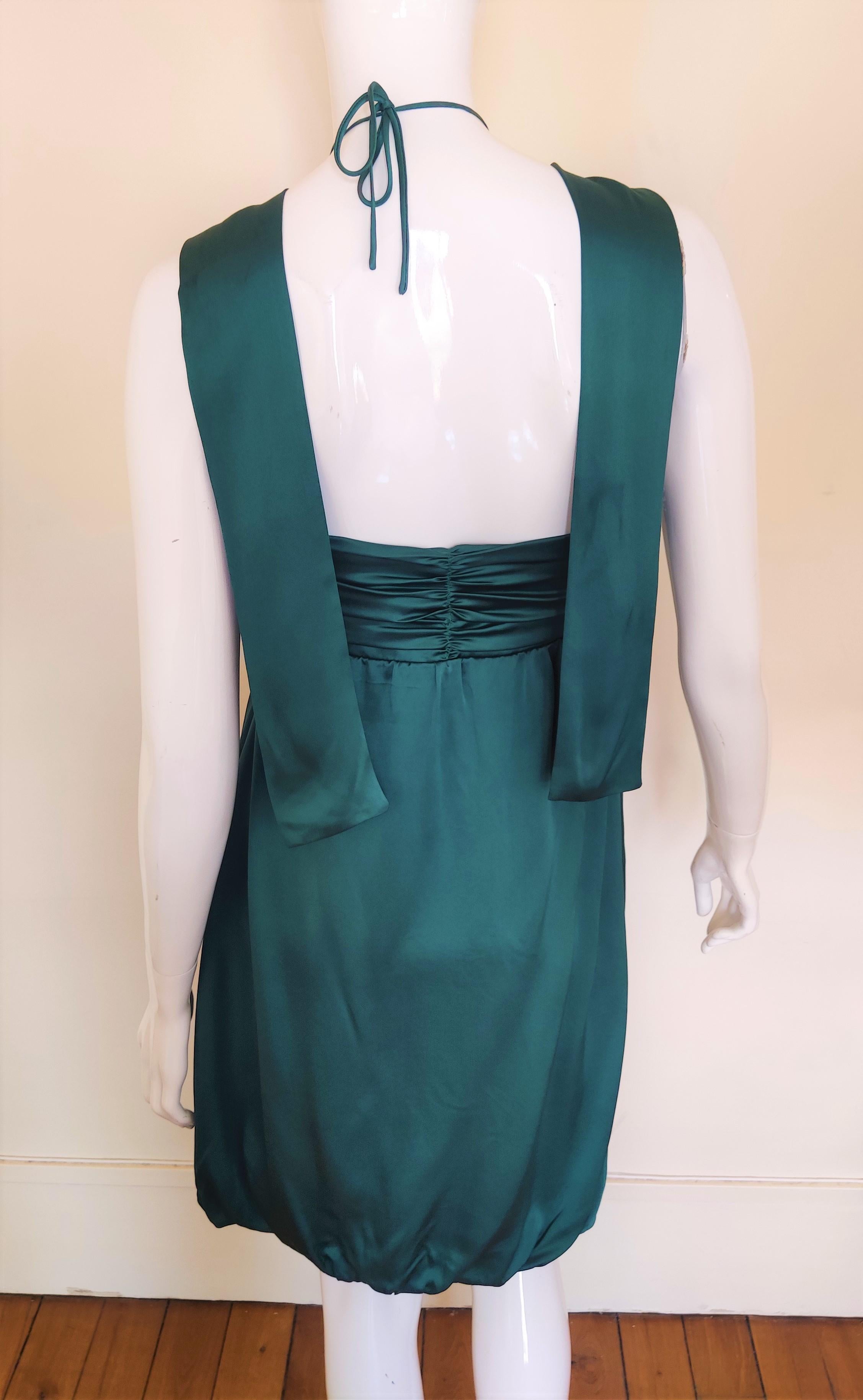 Alexander McQueen - Robe midi de soirée à corset en soie vert Poision en vente 6
