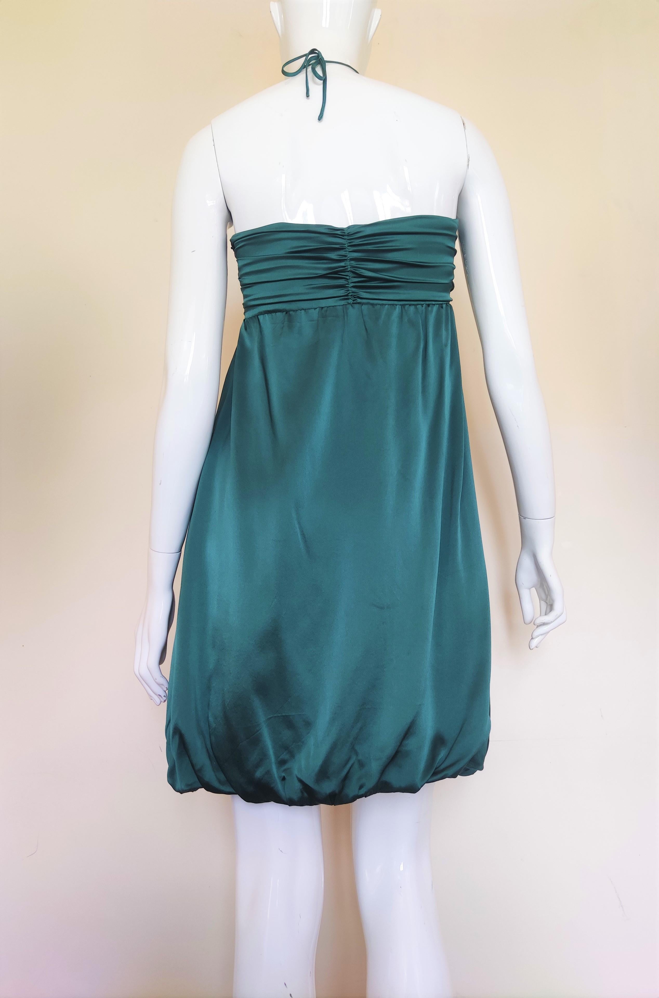 Alexander McQueen - Robe midi de soirée à corset en soie vert Poision en vente 1