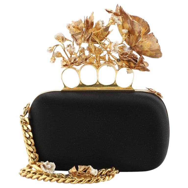 Alexander McQueen Butterfly Knuckle Box Clutch Satin Small at 1stDibs