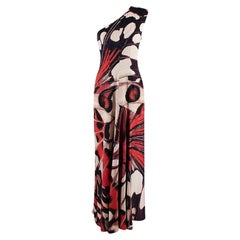  Alexander McQueen Butterfly-print one-shoulder silk-satin gown NWT