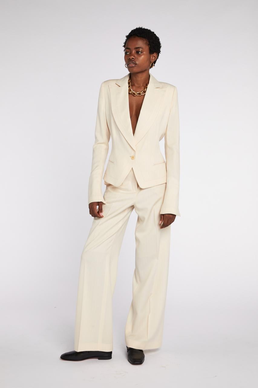 Donna Alexander McQueen, abito gessato color latticello, P/E 2000 in vendita