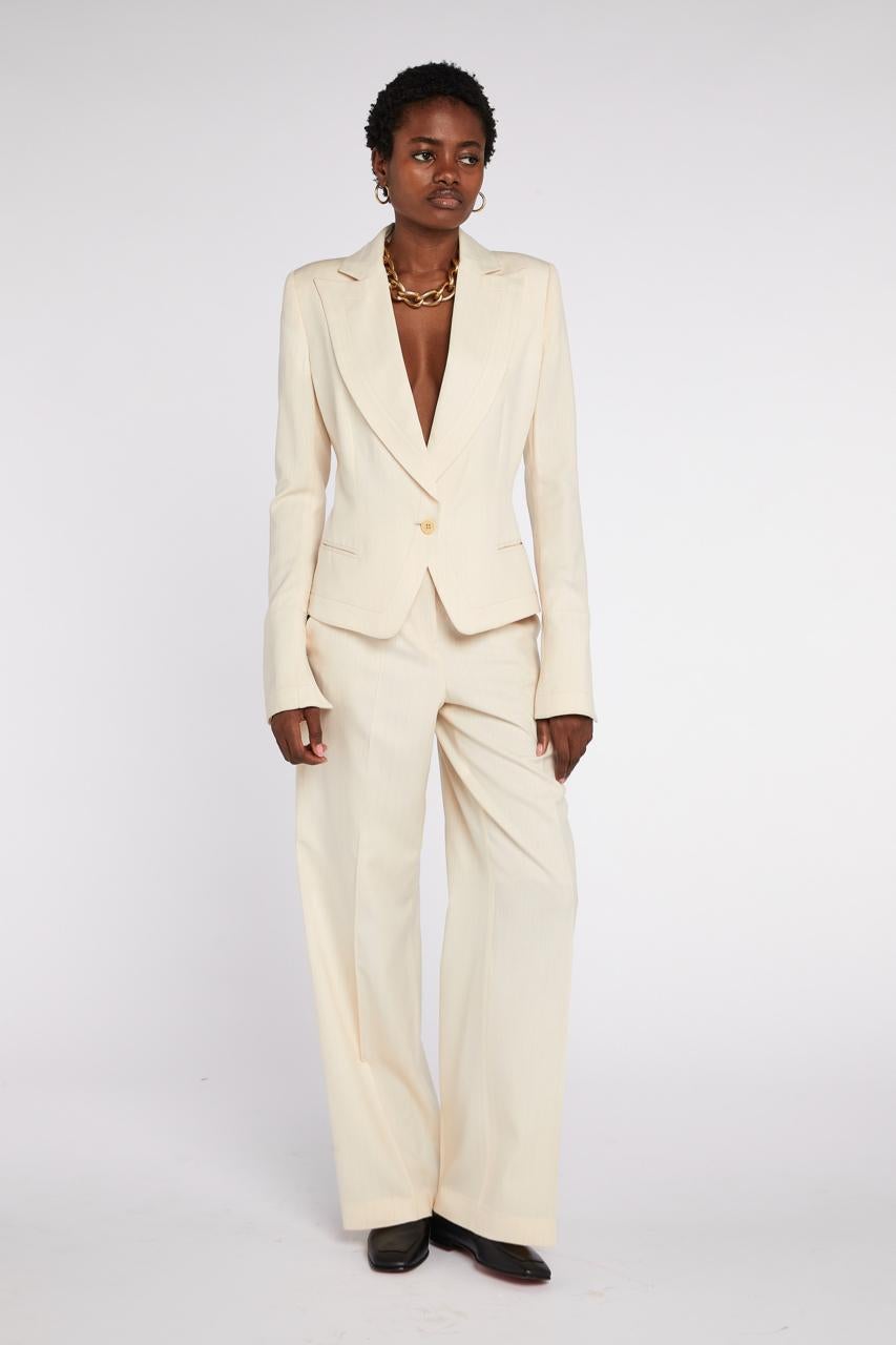 Alexander McQueen, abito gessato color latticello, P/E 2000 in vendita 2