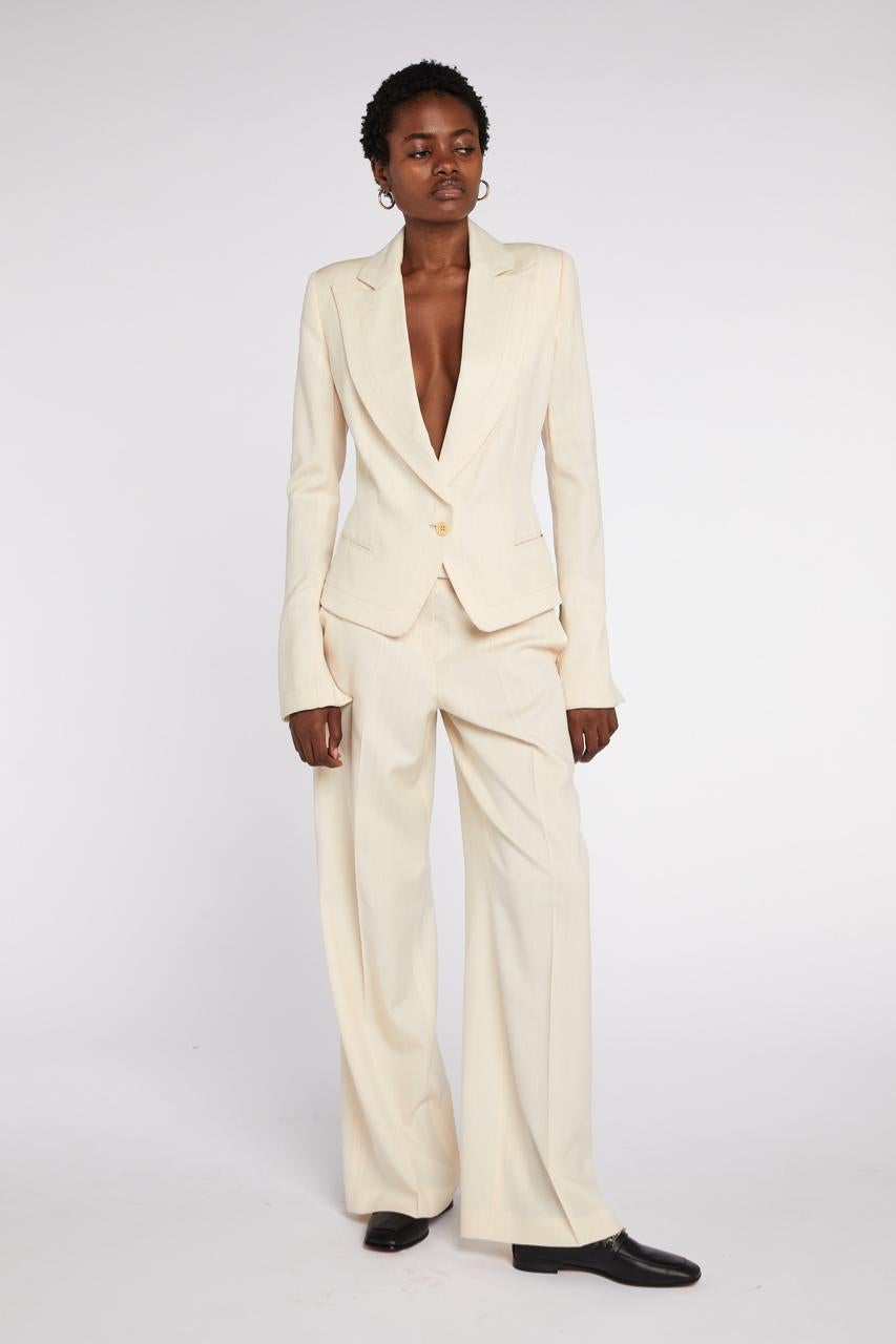 Alexander McQueen, abito gessato color latticello, P/E 2000 in vendita 4