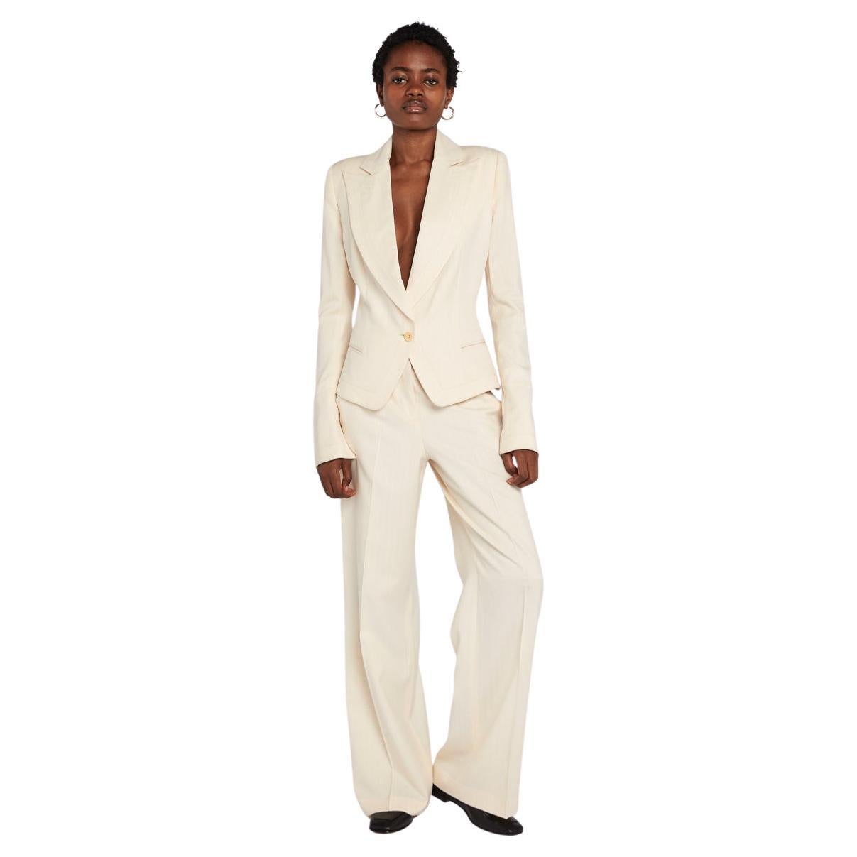 Alexander McQueen, abito gessato color latticello, P/E 2000 in vendita