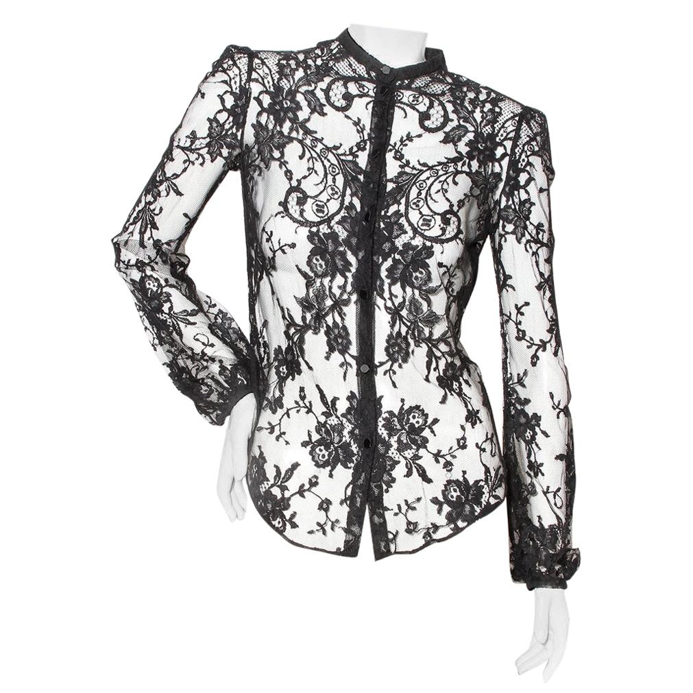 Alexander McQueen Button Down Lace Blouse at 1stDibs