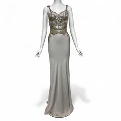 Alexander McQueen by Sarah Burton Silver-Grey Crêpe 'Butterfly' Gown Sz: 40 NWT