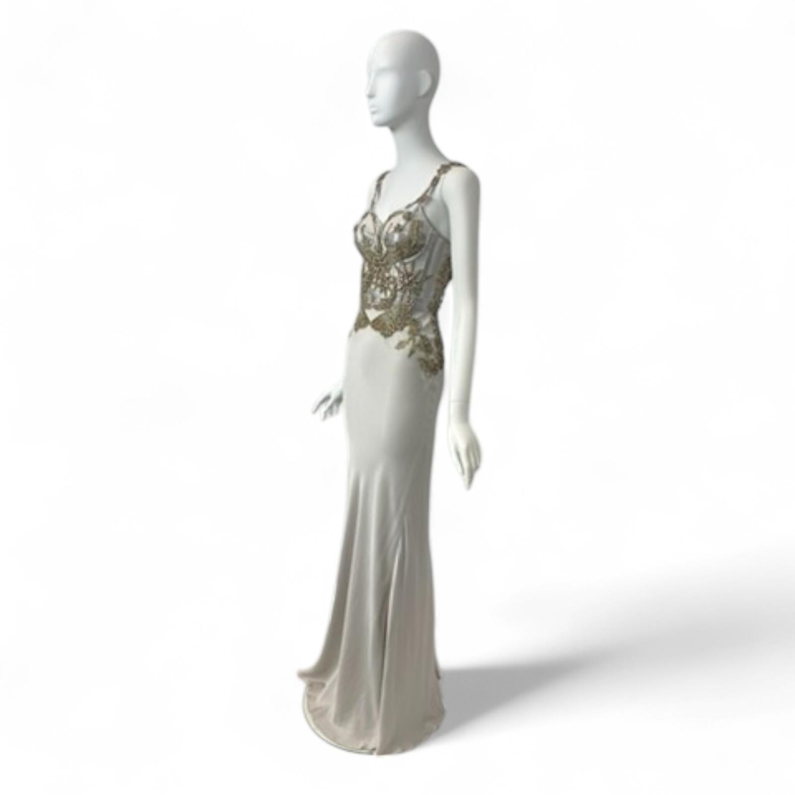 Alexander McQueen by Sarah Burton Silver-Grey Crêpe 'Butterfly' Gown Sz: 40 NWT For Sale 1