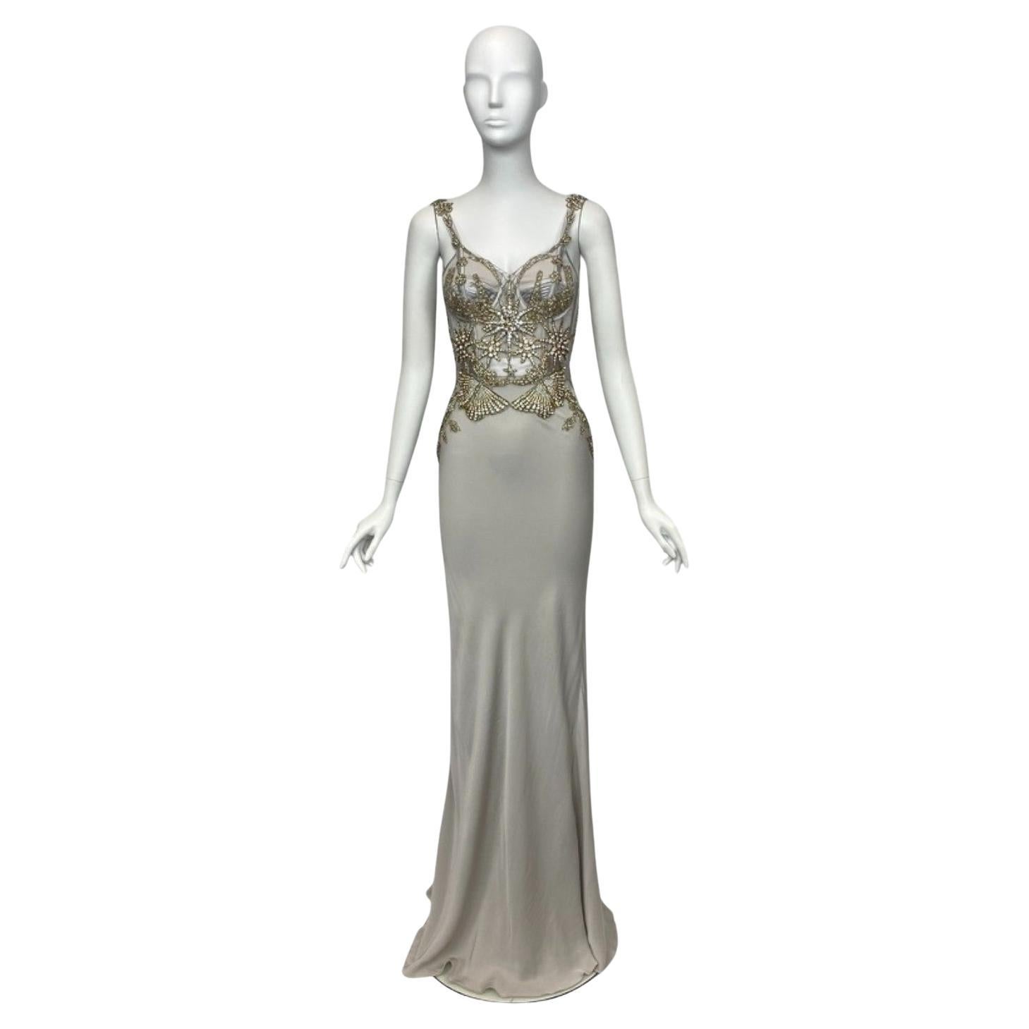 Alexander McQueen by Sarah Burton Silver-Grey Crêpe 'Butterfly' Gown Sz: 40 NWT For Sale