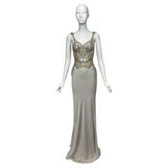 Alexander McQueen by Sarah Burton Silver-Grey Crêpe 'Butterfly' Gown Sz : 40 NWT