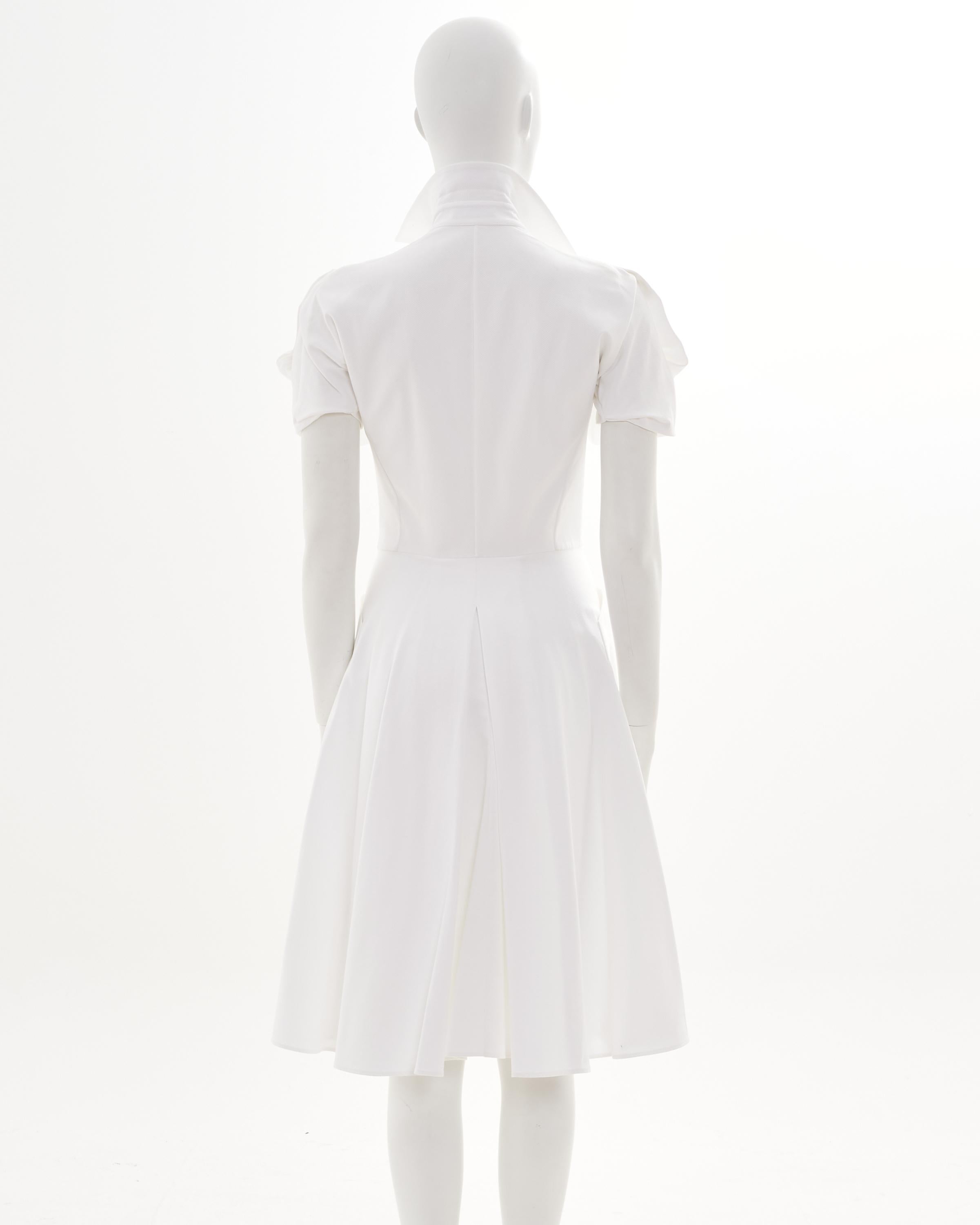 Gray Alexander McQueen by Sarah Burton White Cotton Shirt Midi Dress For Sale