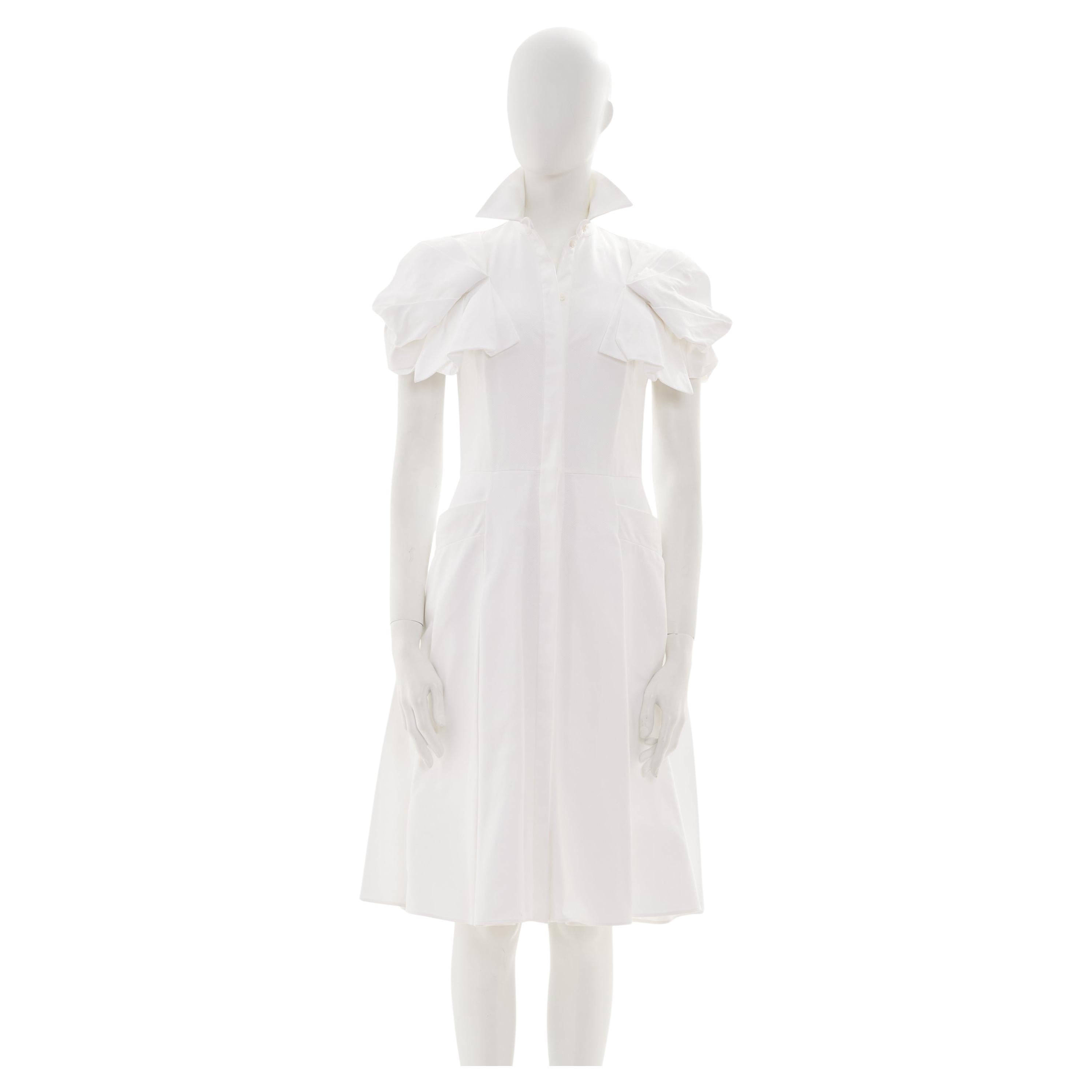Alexander McQueen by Sarah Burton White Cotton Shirt Midi Dress For Sale
