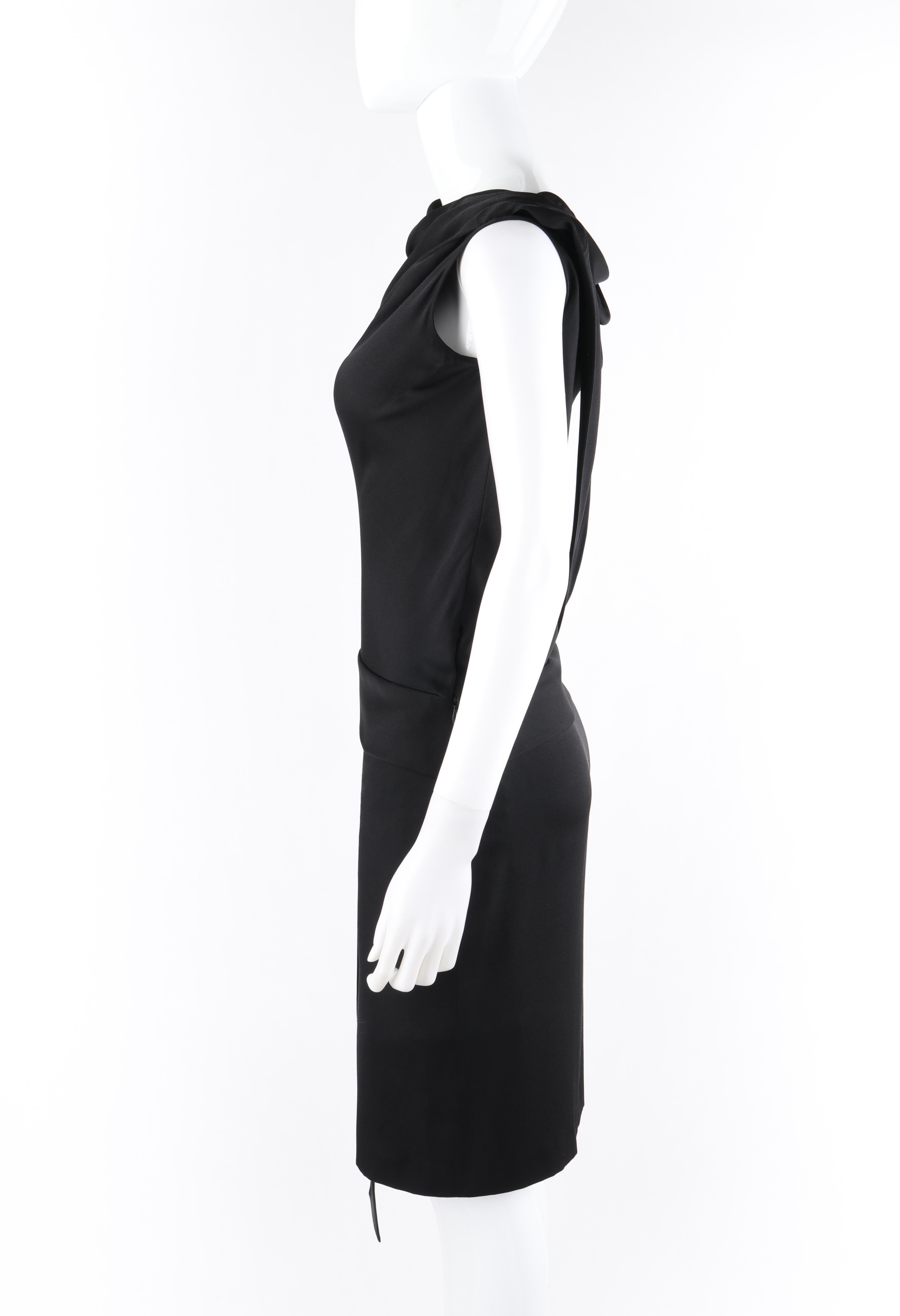 ALEXANDER McQUEEN c. 2007 Black Ribbon Band Silk Drop Waist Sleeveless Dress 38 1