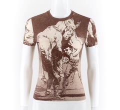 ALEXANDER McQUEEN c.1990s Goya Los Caprichos "Tu Que No Puedes" Brown T-Shirt