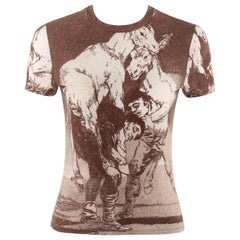 ALEXANDER McQueen c.1990 Goya Los Caprichos "Tu Que No Puedes" Maglietta Marrone