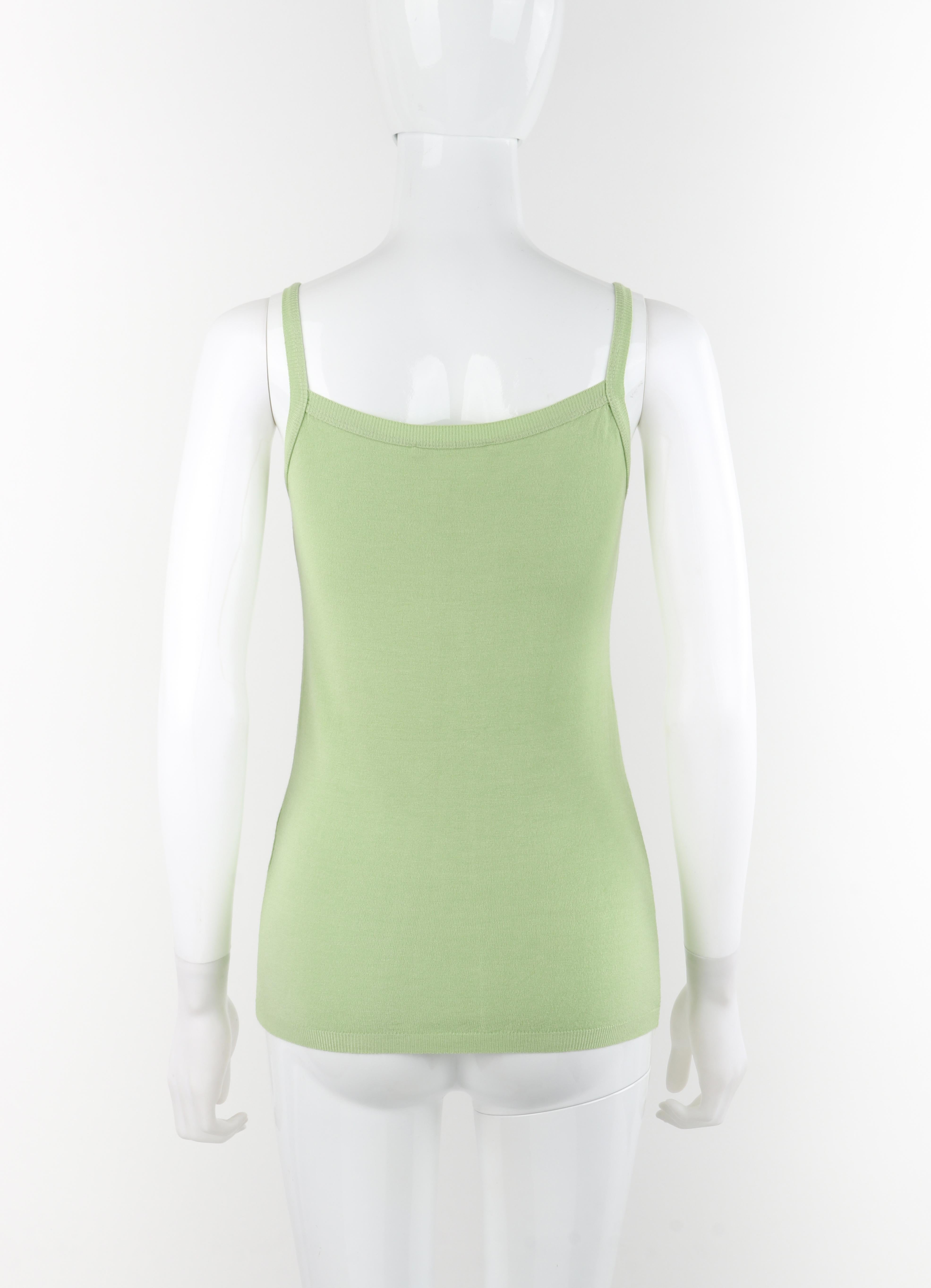 ALEXANDER McQUEEN c.1990s Green Stretch Knit Sequin Ruffle Tank Top For Sale 1