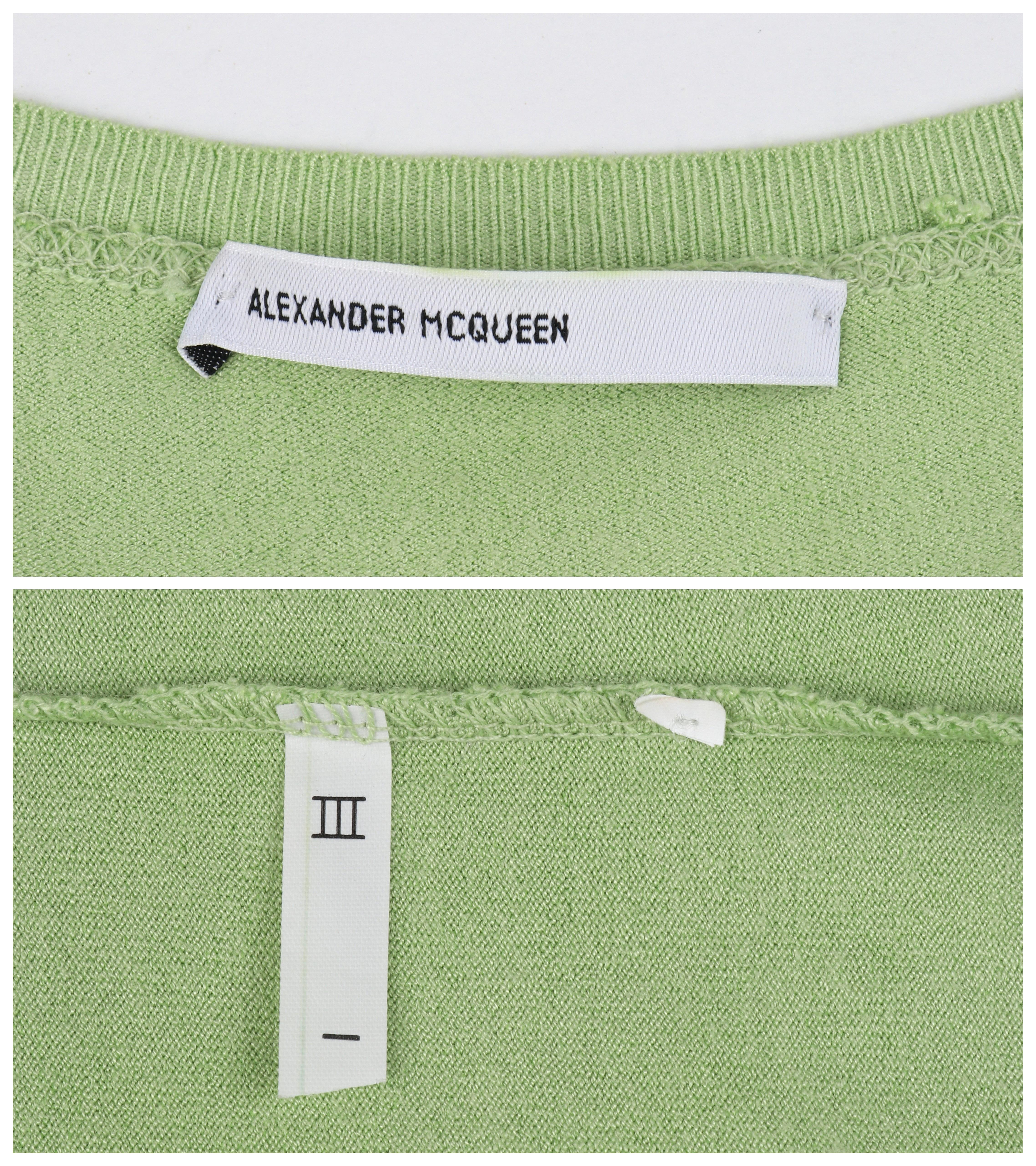 ALEXANDER McQUEEN c.1990er Grünes Stretch-Strick-Pailletten-Rüschen-Top im Angebot 4