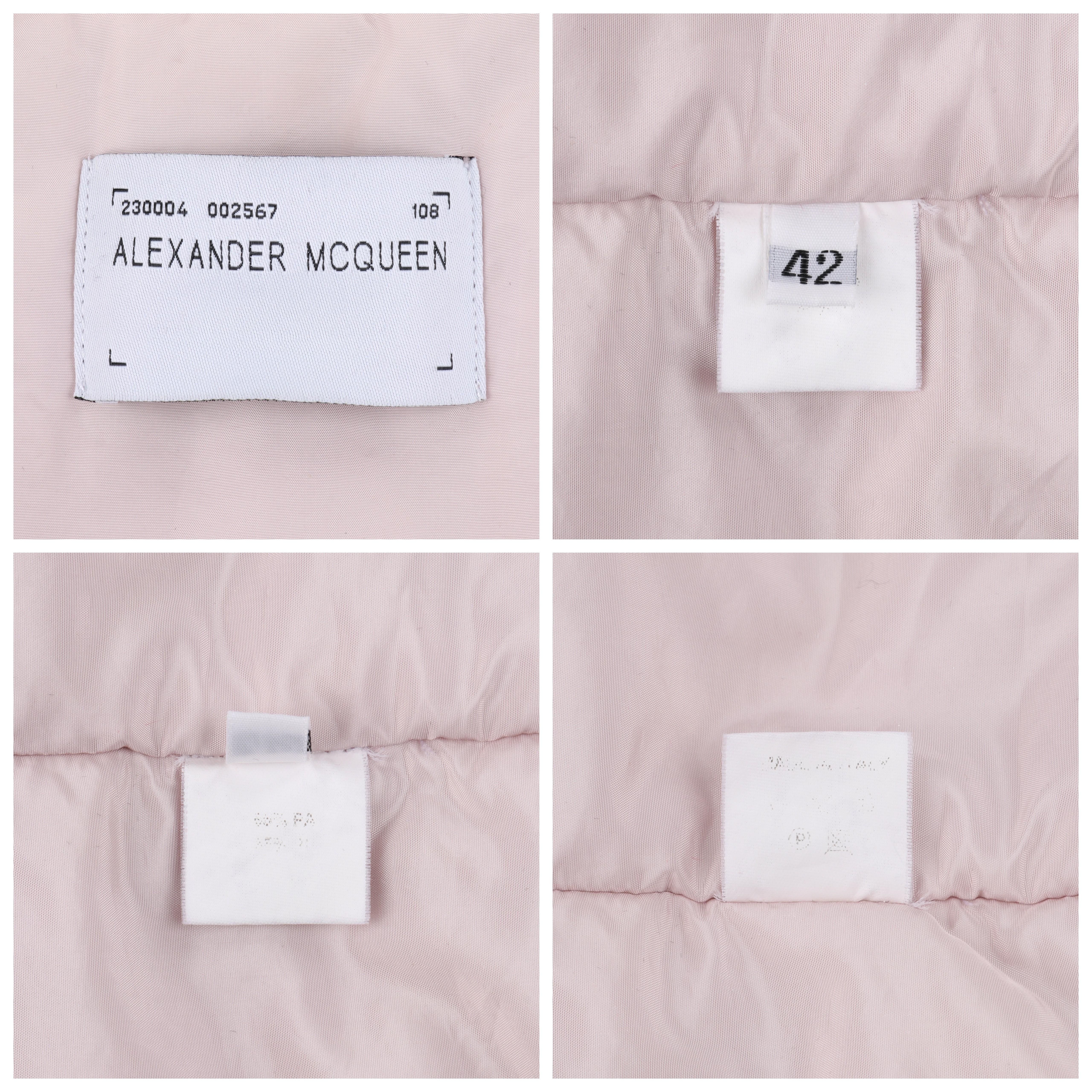ALEXANDER McQueen c.1990's Vtg Pink Ruched Hooded Zip Up Puffer Jacket Coat en vente 9