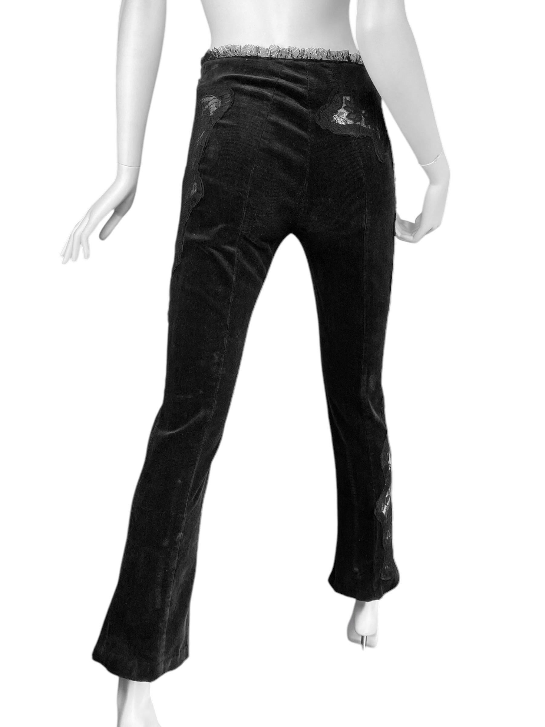 ALEXANDER MCQUEEN c.1995-1996 BLACK CORDUROY LACE INSERTS PANTS 7