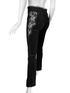 ALEXANDER MCQUEEN c.1995-1996 BLACK CORDUROY LACE INSERTS PANTS