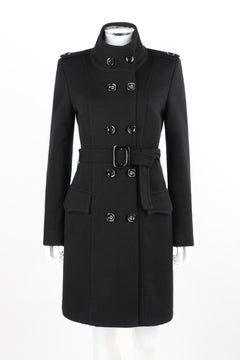 ALEXANDER McQUEEN c.1996 Manteau noir à double boutonnage structuré avec ceinture
