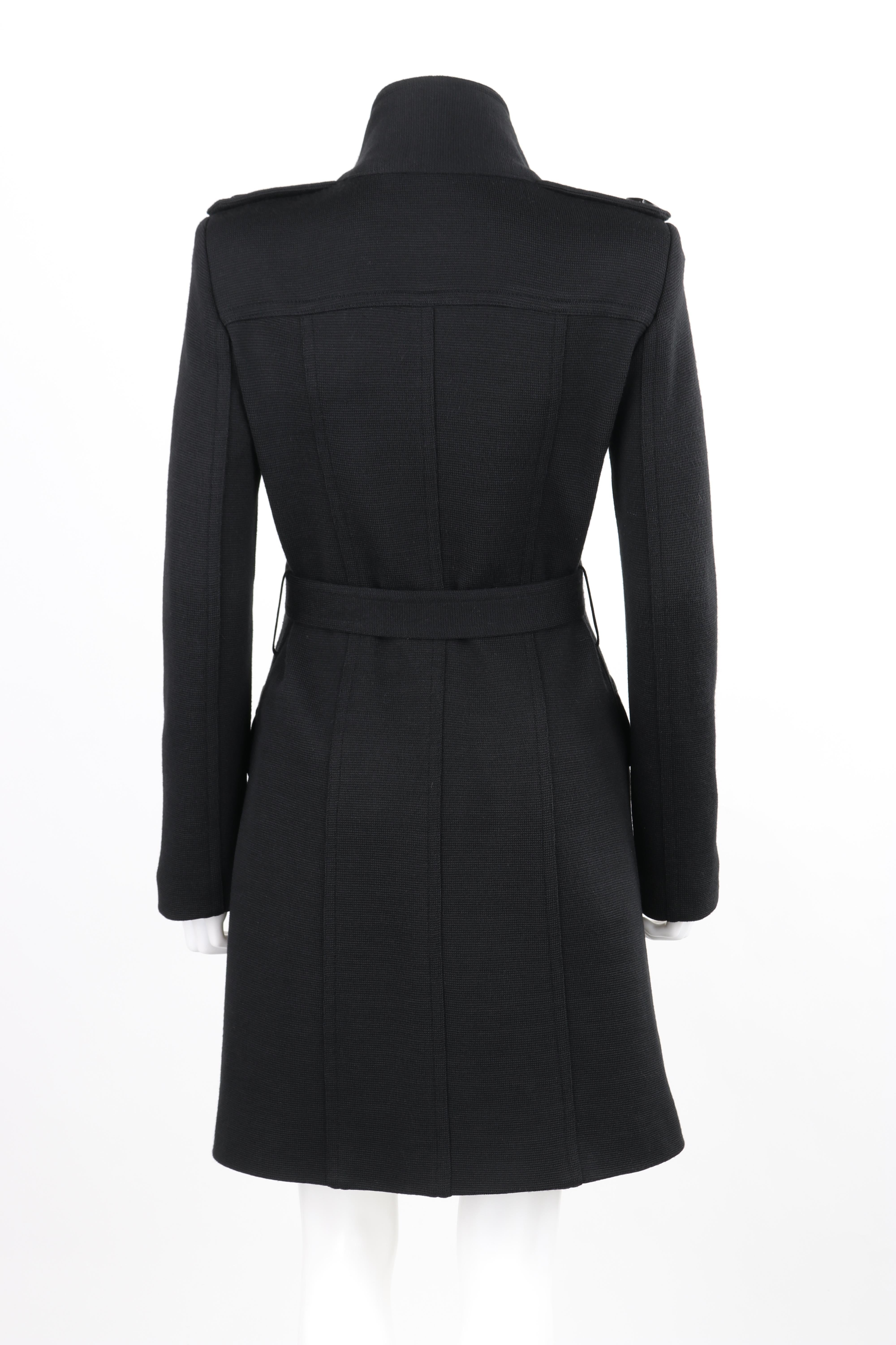 ALEXANDER McQUEEN c.1996 Black Belted Structured Double Breasted Overcoat Coat In Good Condition For Sale In Thiensville, WI