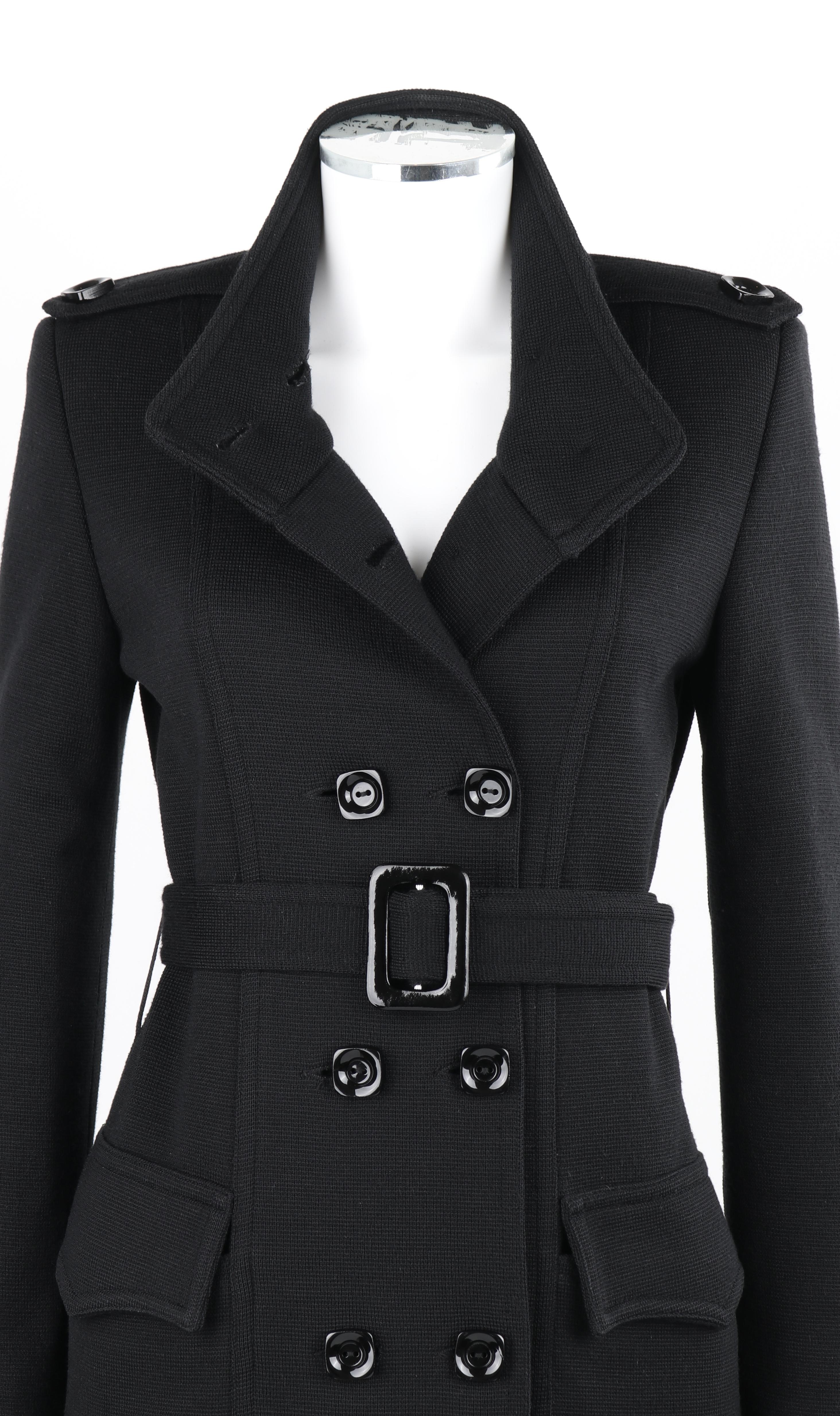 ALEXANDER McQUEEN c.1996 Black Belted Structured Double Breasted Overcoat Coat For Sale 2