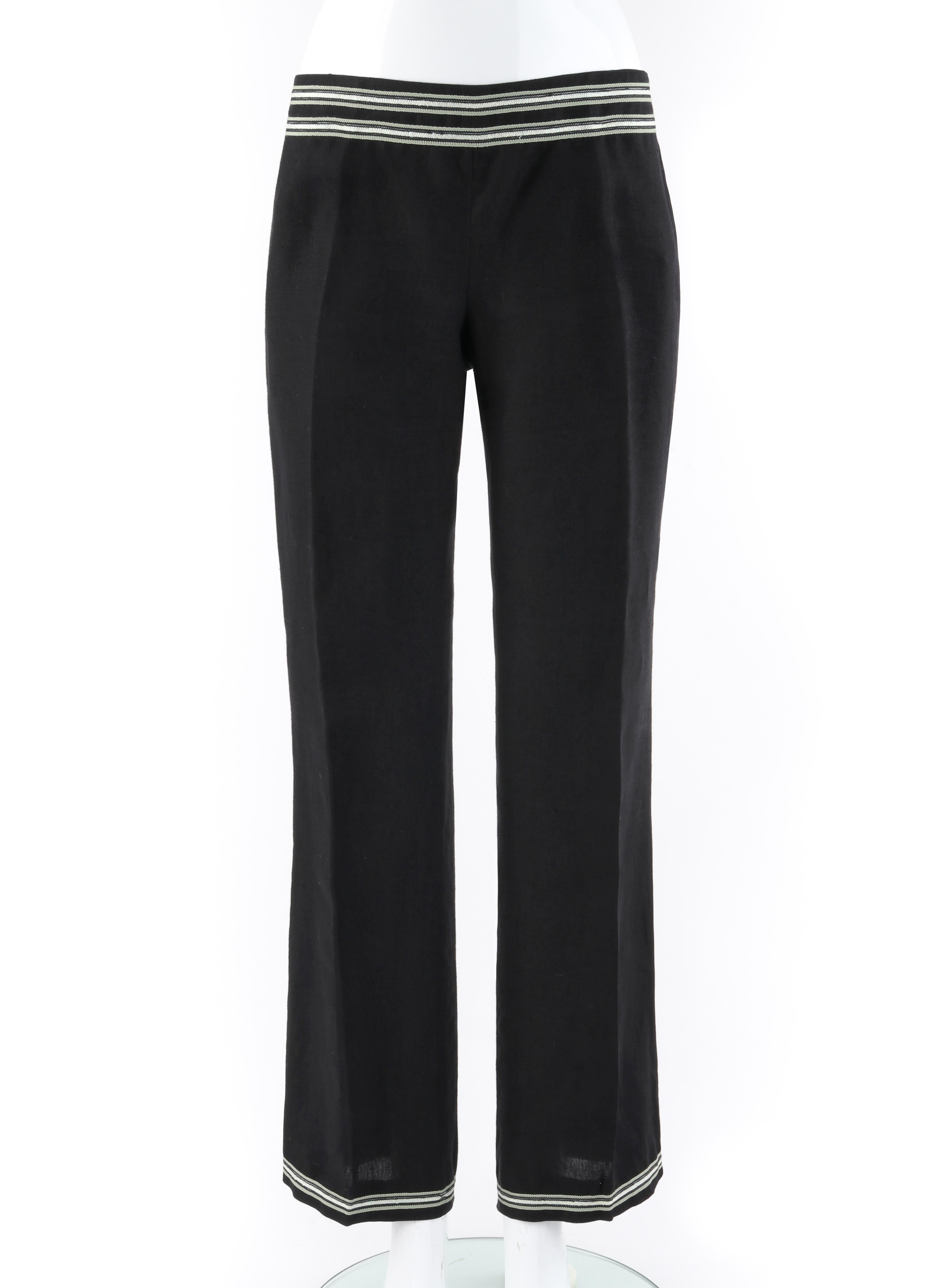 ALEXANDER McQUEEN c.1996 Black Linen Stripe Detail Blazer Trouser Pant Suit Set For Sale 2