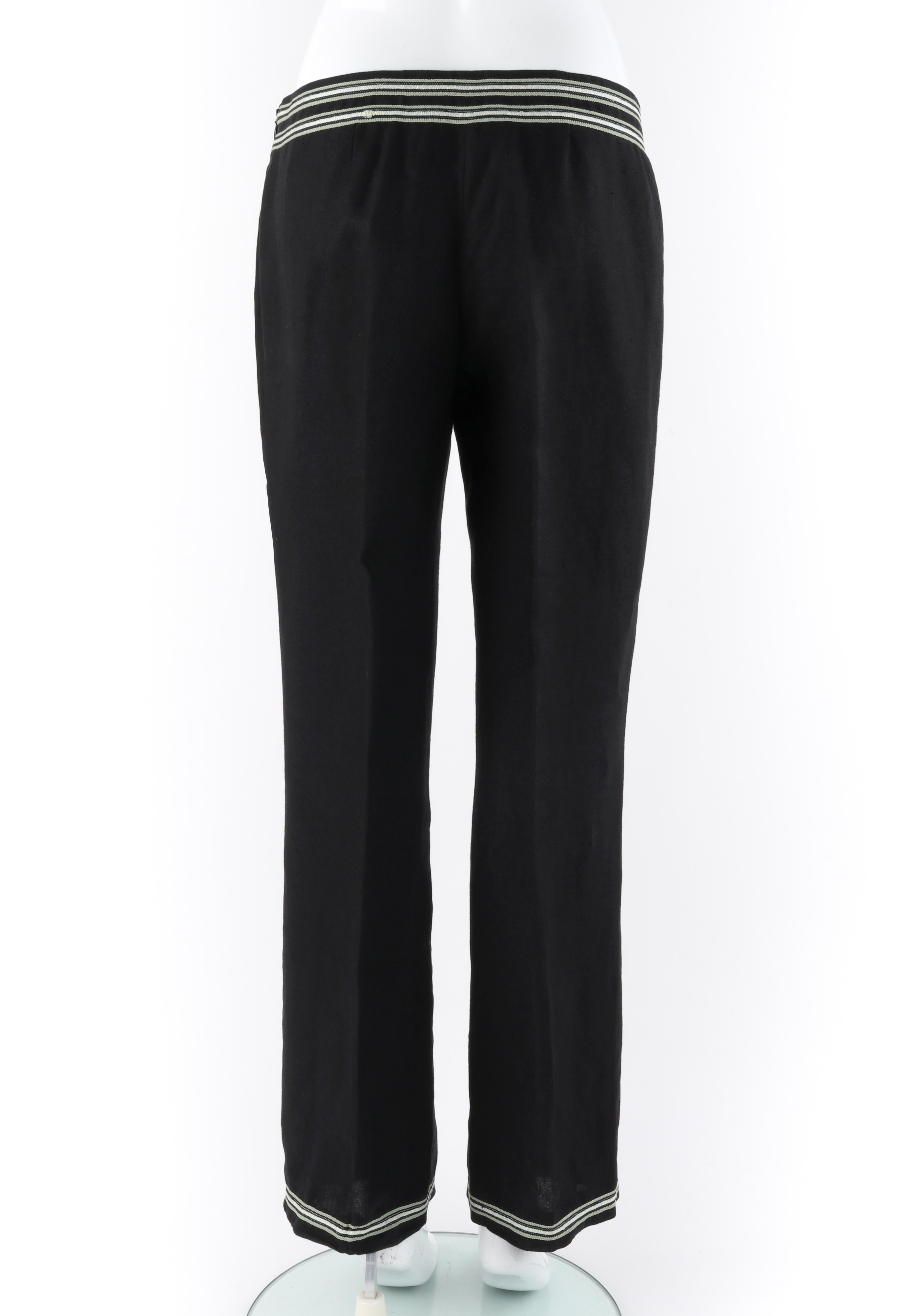 ALEXANDER McQUEEN c.1996 Black Linen Stripe Detail Blazer Trouser Pant Suit Set For Sale 4