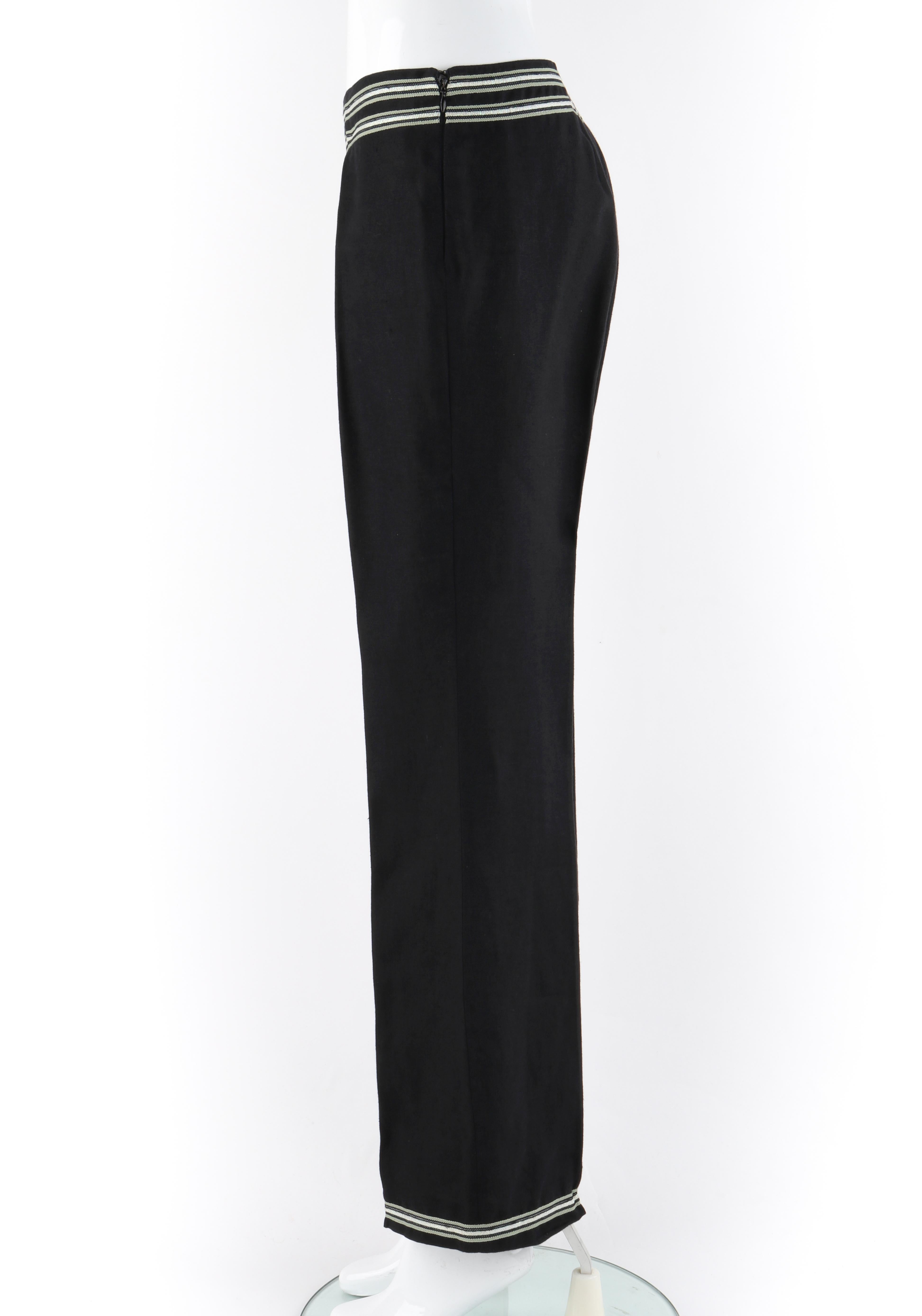 ALEXANDER McQUEEN c.1996 Black Linen Stripe Detail Blazer Trouser Pant Suit Set For Sale 5