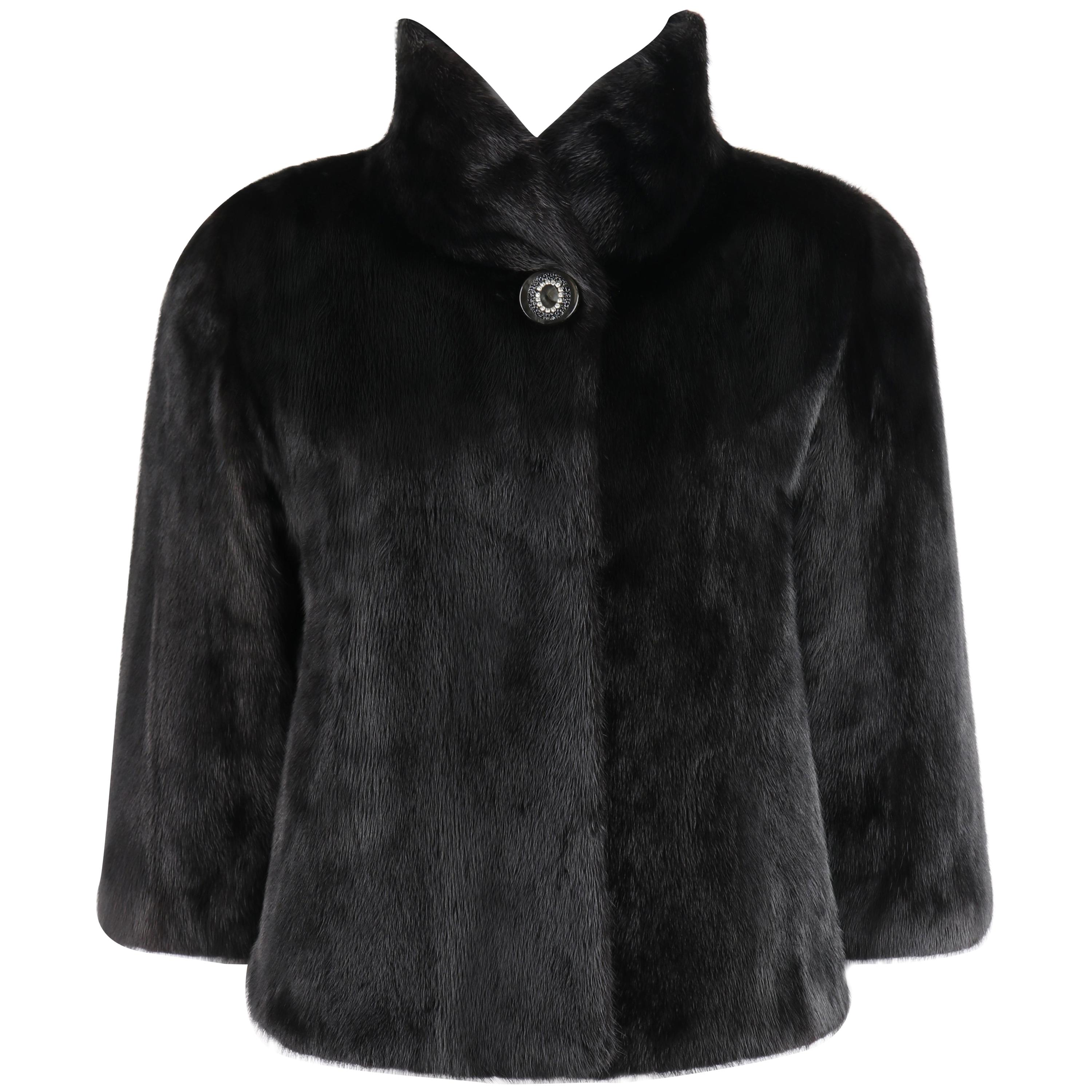 ALEXANDER McQUEEN c.1996 "Dante" Black Mink Fur Crop Sleeve Short Coat Jacket