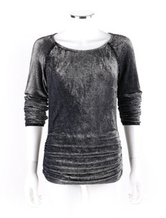 ALEXANDER McQUEEN c.1996 Gray Embellished Crushed Velvet Long Sleeve Top