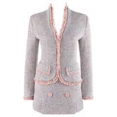 ALEXANDER McQUEEN c.1996 Pink Blue Boucle Tweed Blazer Jacket Mini Skirt Set NWT