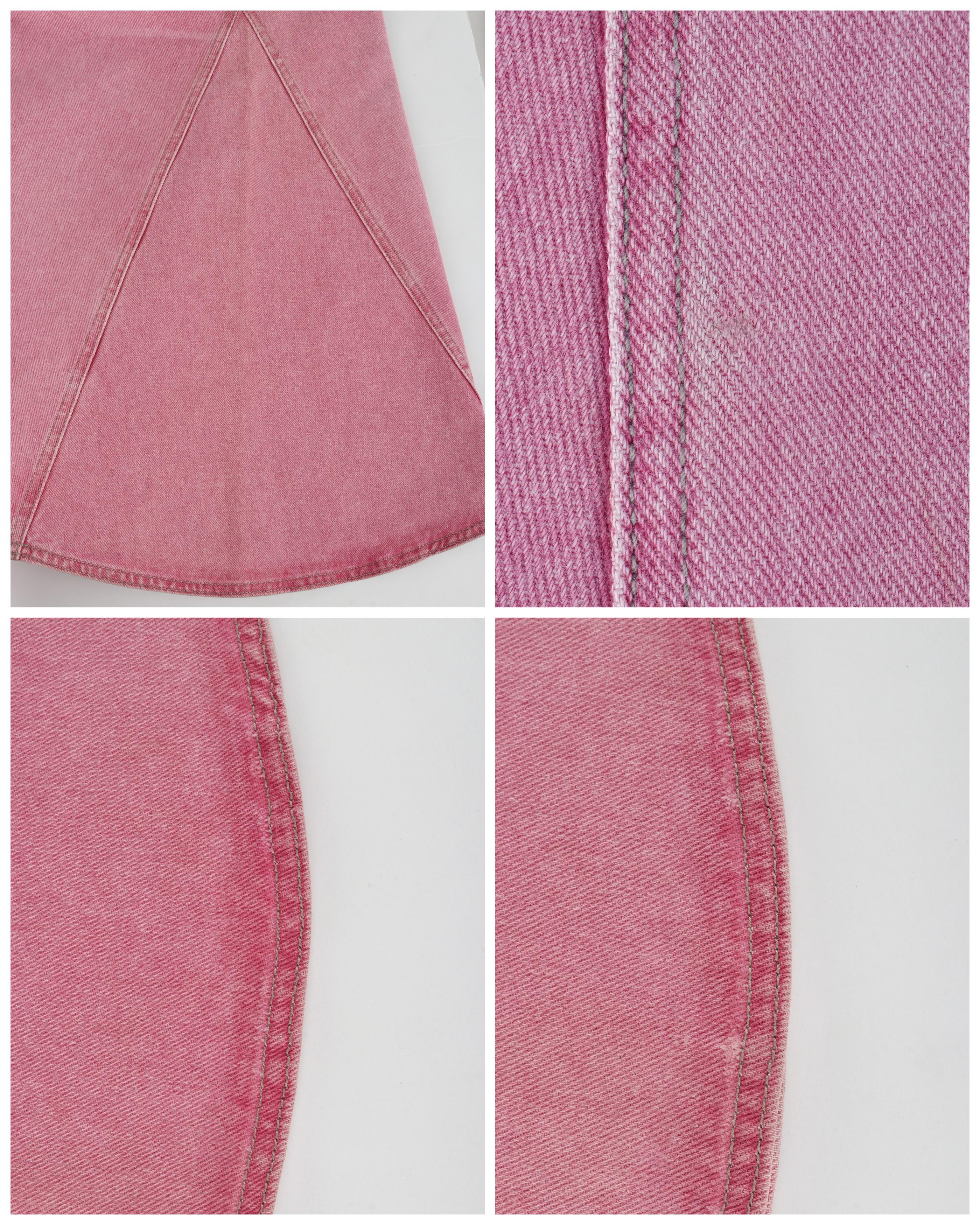 ALEXANDER McQUEEN c.1996 Pink Denim Structured Fit Midi Flared Pencil Skirt For Sale 4