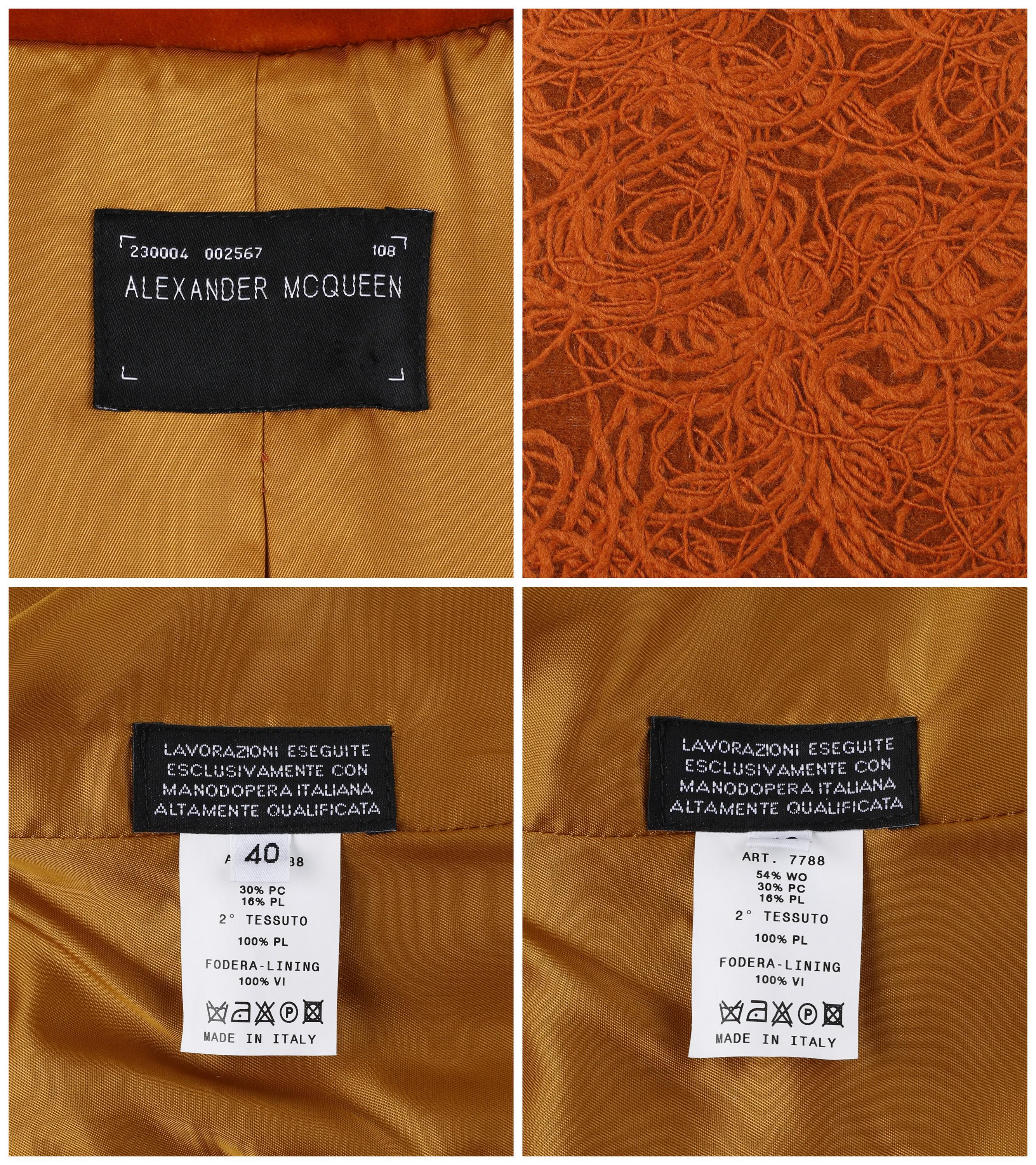 Alexander McQueen c.1996 Giacca sartoriale in lana testurizzata color arancio ruggine in vendita 8