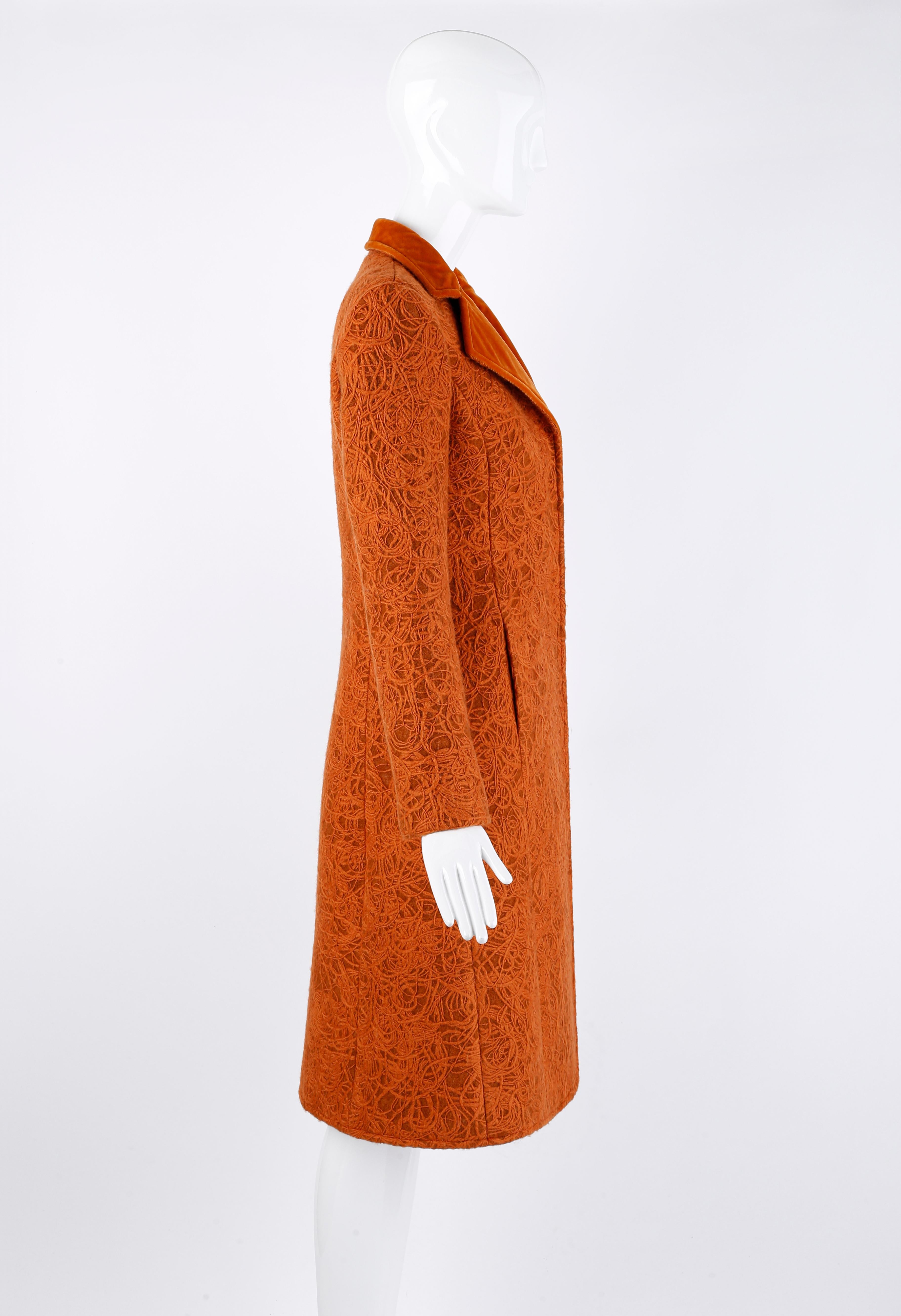 Alexander McQueen c.1996 Rust Orange Textured Wool Tailored Dress Jacket Coat  In Good Condition For Sale In Chicago, IL