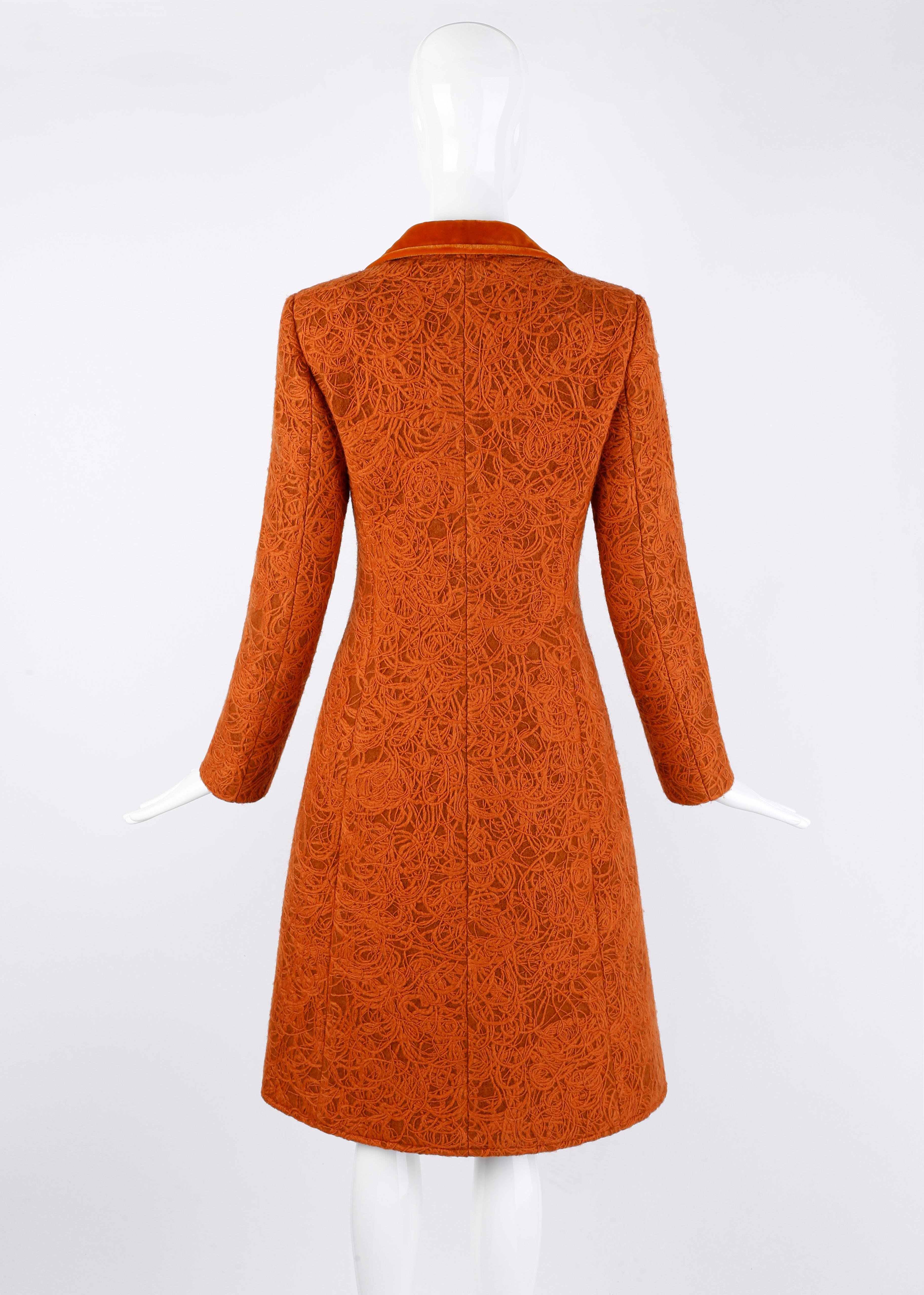 Women's Alexander McQueen c.1996 Rust Orange Textured Wool Tailored Dress Jacket Coat  For Sale