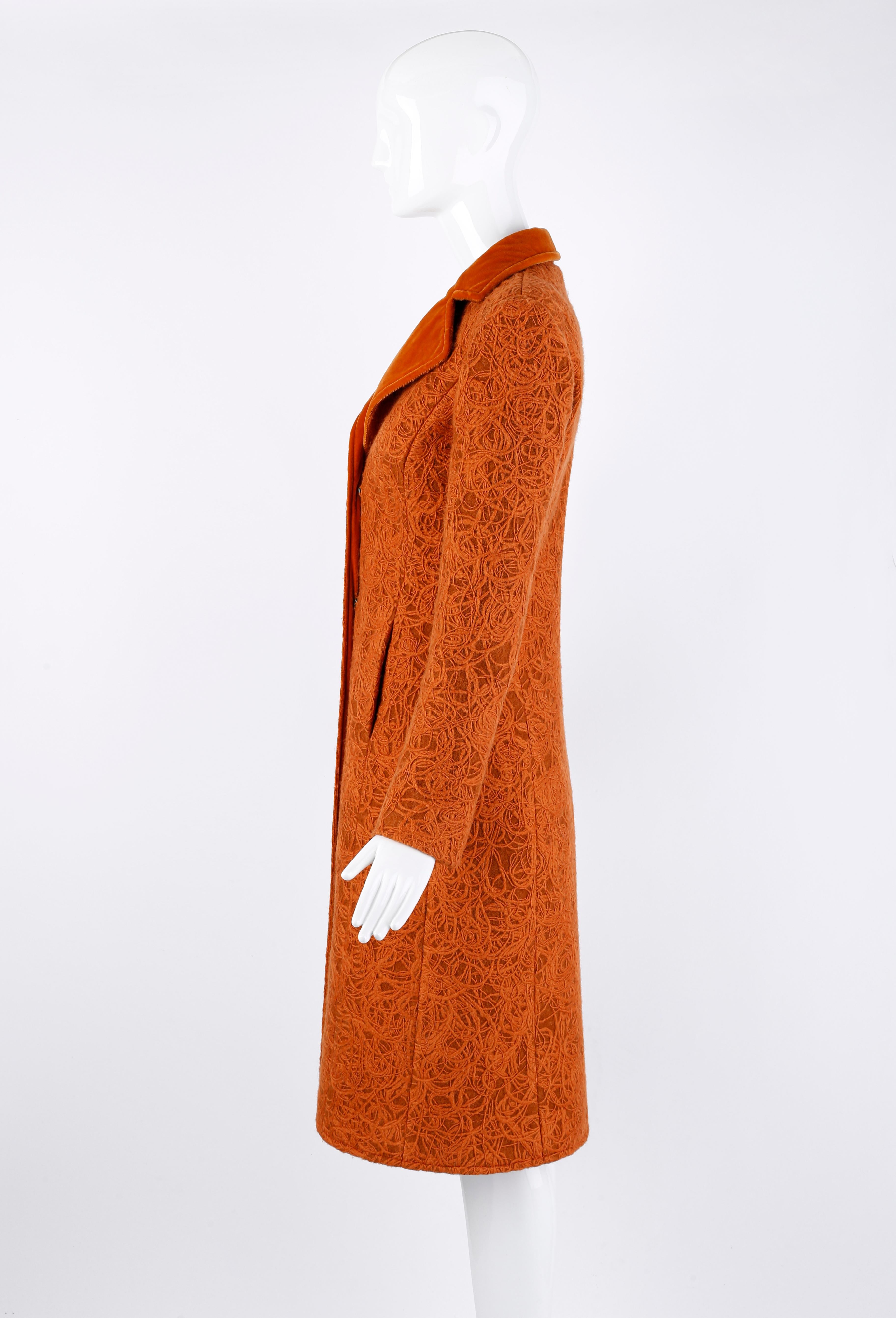 Alexander McQueen - Manteau de robe tailleur en laine texturé orange rouille, circa 1996  en vente 1