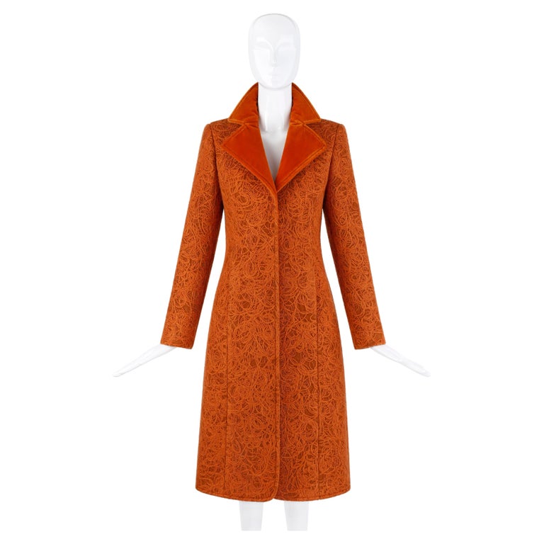 Alexander McQueen - Manteau de robe tailleur en laine texturé orange rouille,  circa 1996 En vente sur 1stDibs