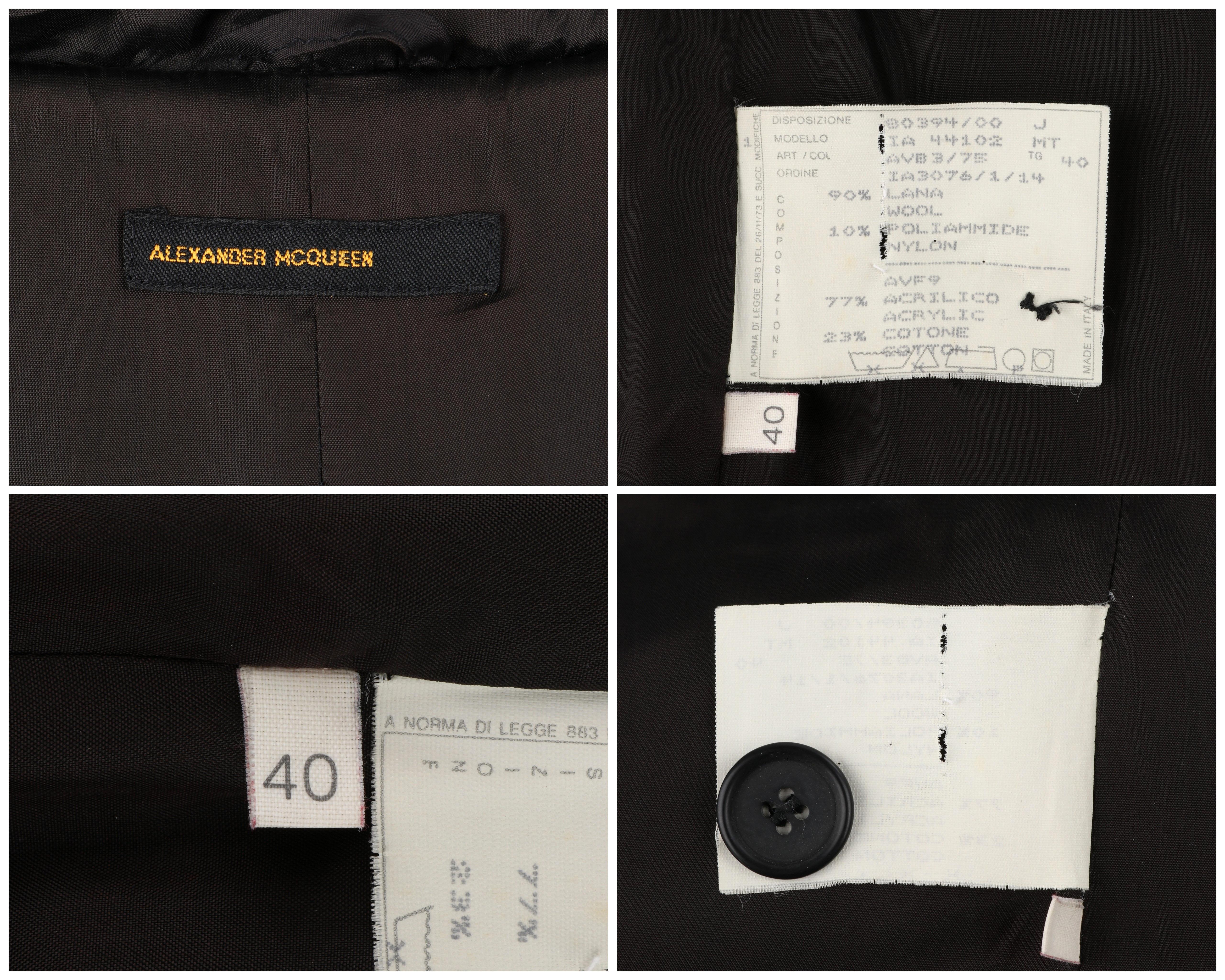 ALEXANDER McQUEEN c.1997 Gray Wool Faux Fur Trim Hooded Belted Coat Overcoat  For Sale 10