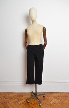 Alexander McQueen c.2000 Pantalon 3/4 Taille basse Noir peddle pusher cropped Trousers