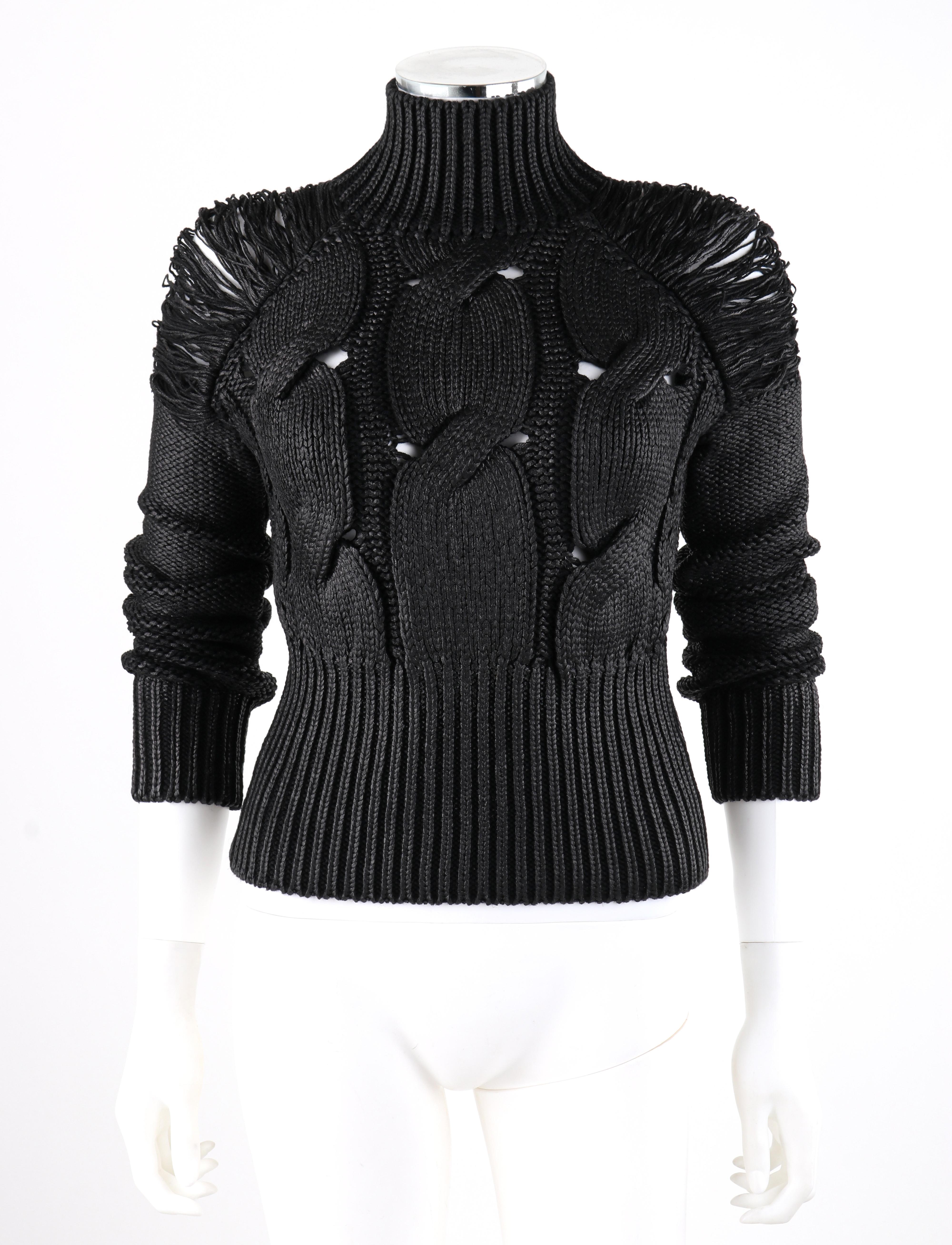 ALEXANDER McQUEEN c.2001 Black Metallic Glazed Distressed Turtleneck Sweater

Brand / Manufacturer: Alexander McQueen
Designer: Alexander McQueen
Collection: c.2001
Style: Turtleneck sweater
Color(s): Shades of black, metallic black (finish)
Lined: